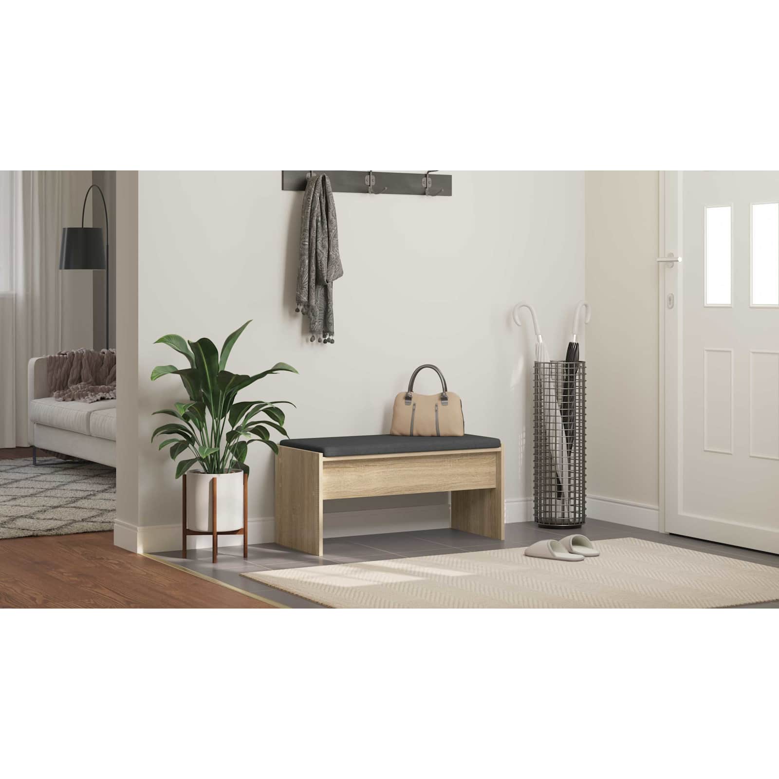Koka sols ar spilvenu Sonoma ozols 80 x 38 x 46 cm