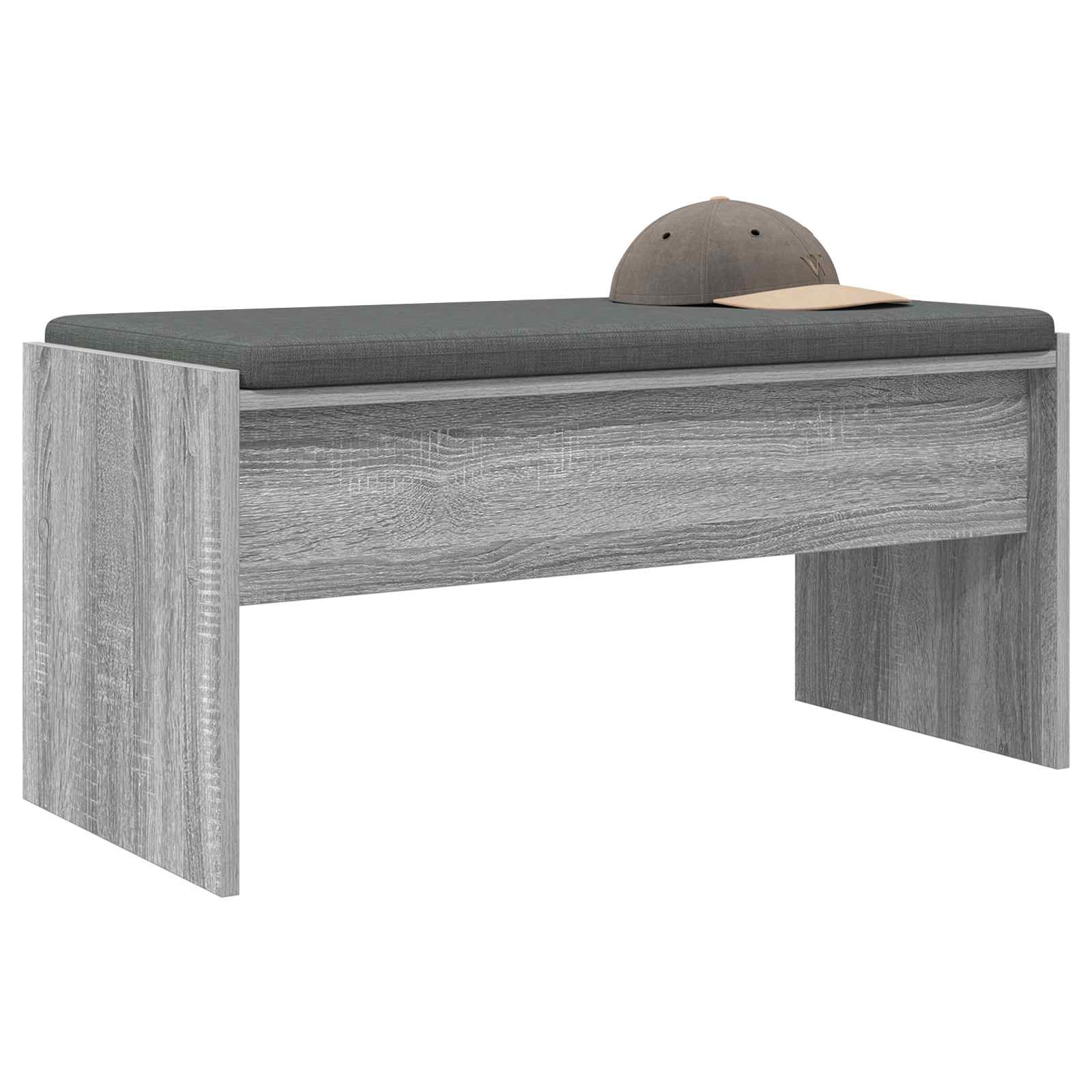 Hallway bench with cushion Grey Sonoma 80 x 38 x 46 cm