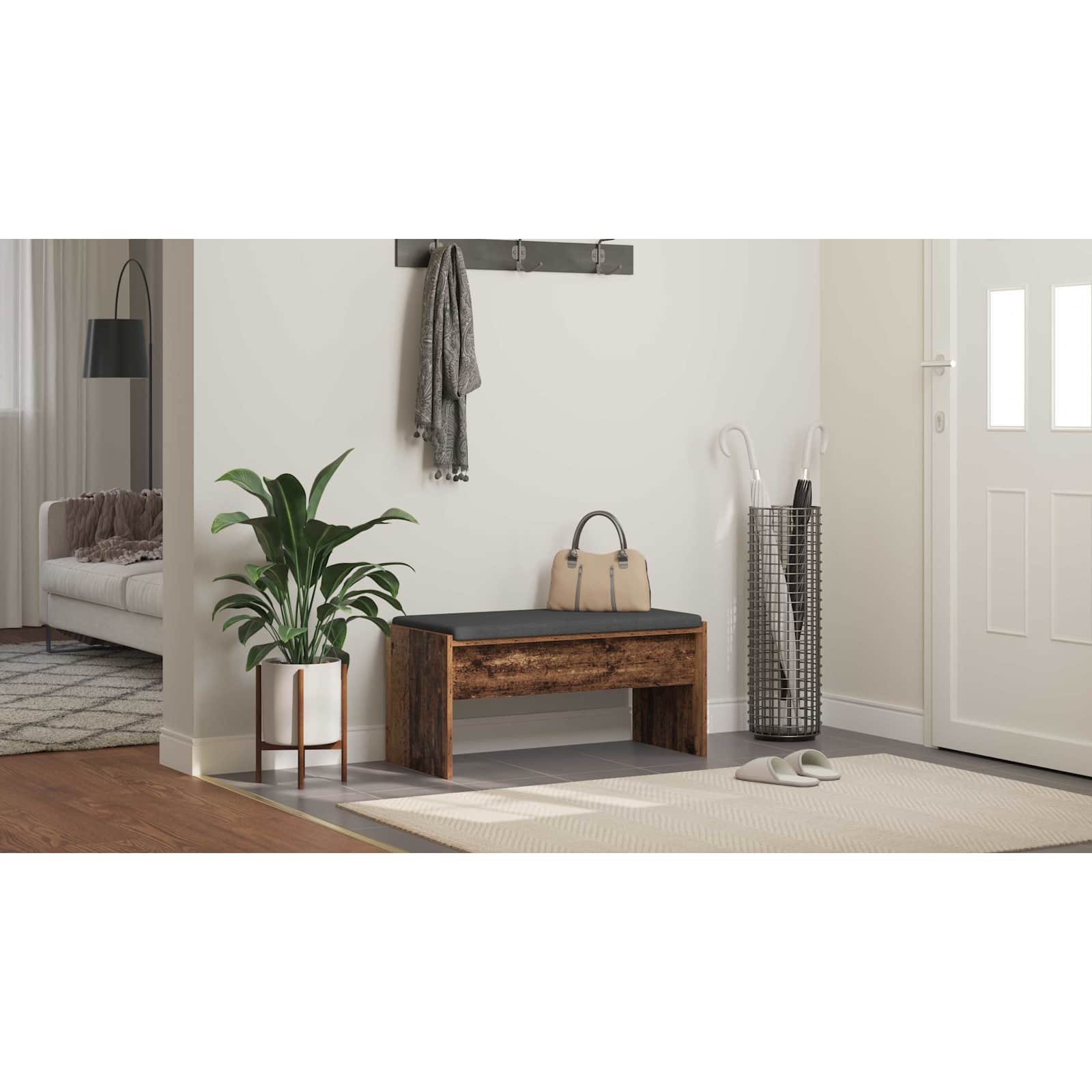 Koridoriaus suolas su pagalve Senas medis 80 x 38 x 46 cm