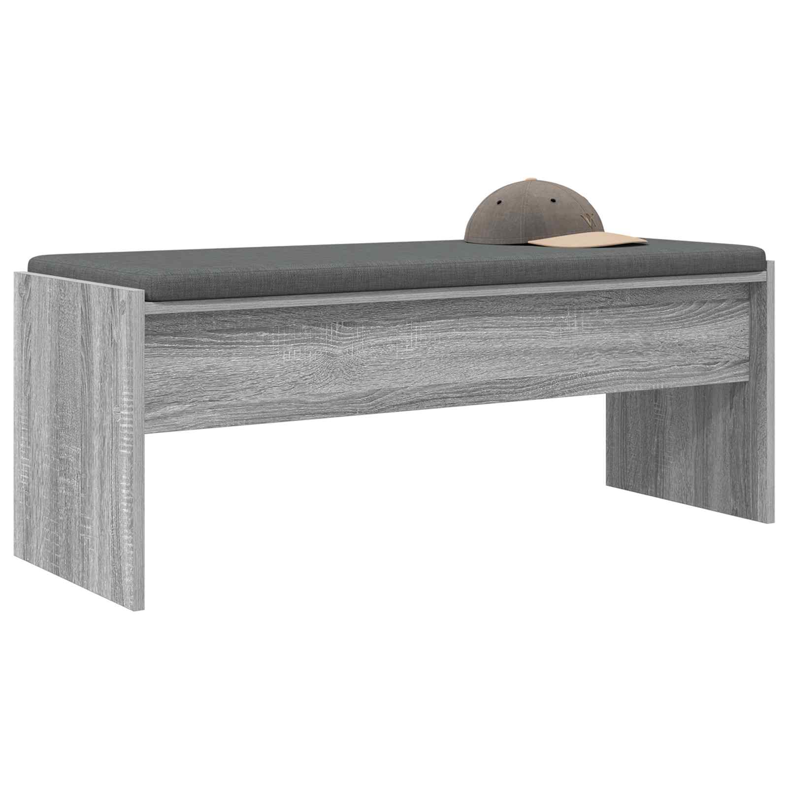 Hallway bench with cushion Grey Sonoma 103 x 38 x 40 cm