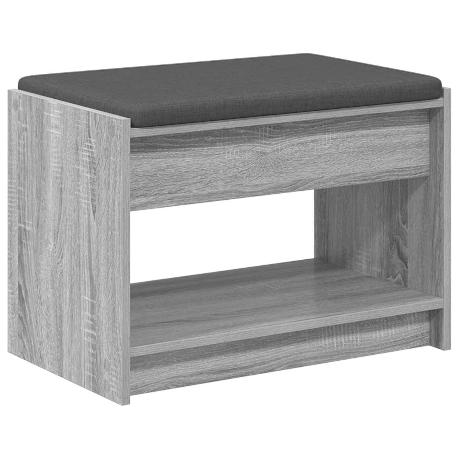 Hallway Bench with Cushion Grey Sonoma 63 x 38 x 45 cm