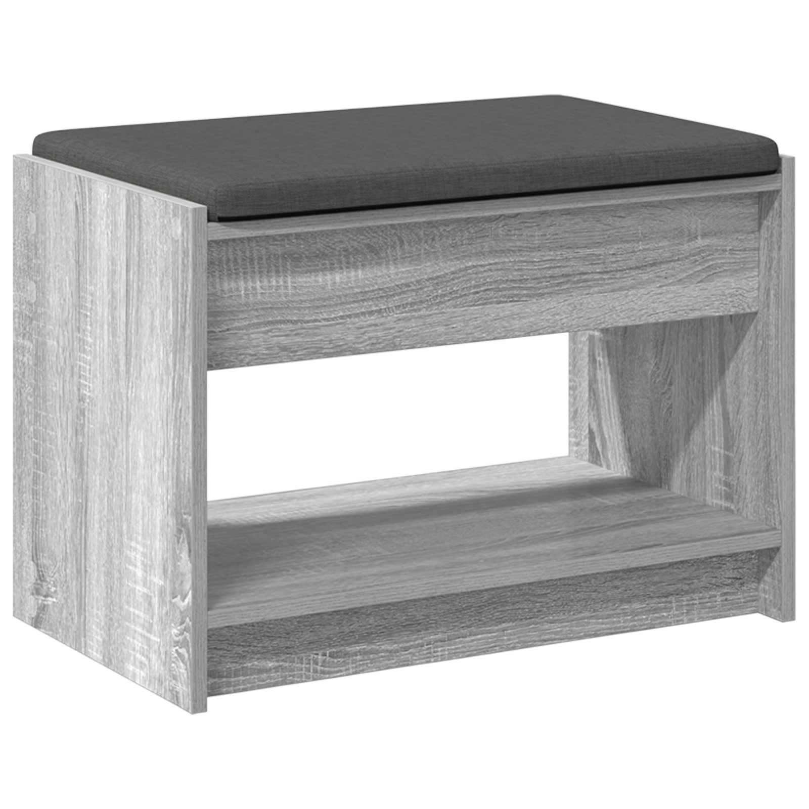 Hallway Bench with Cushion Grey Sonoma 63 x 38 x 45 cm