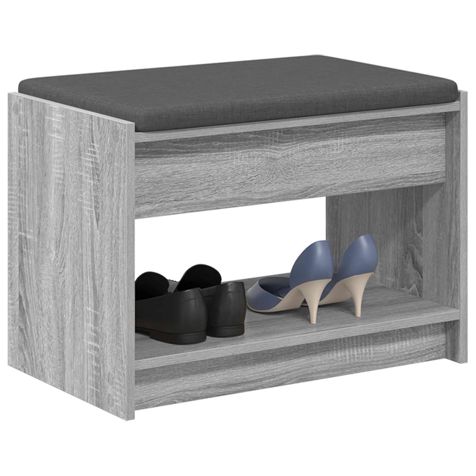Hallway Bench with Cushion Grey Sonoma 63 x 38 x 45 cm