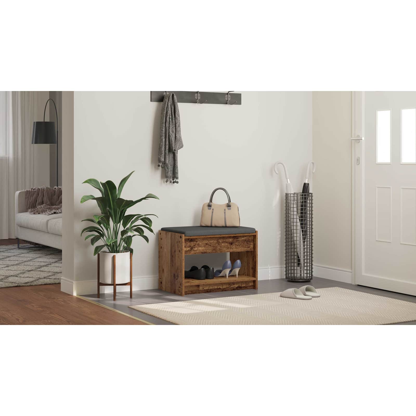 Garderobes sols ar spilvenu Vecs koks 63 x 38 x 45 cm