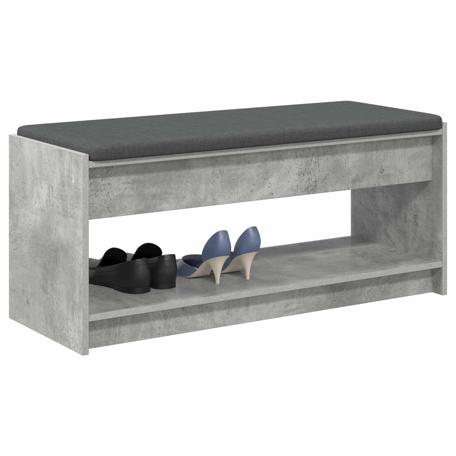 Koridoriaus suolas su pagalve Betono pilka 100 x 38 x 46 cm