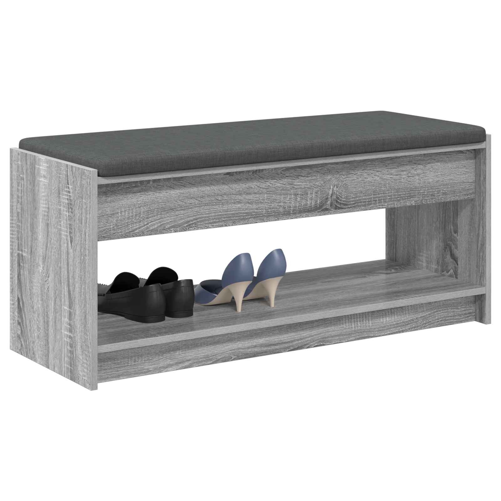 Hallway Bench with Cushion Grey Sonoma 100 x 38 x 46 cm