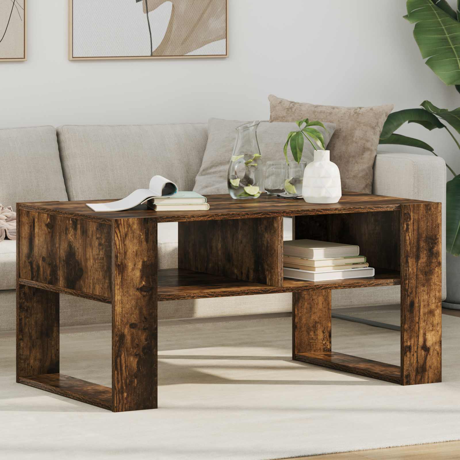 Coffee Table Smoked Oak 92 x 53 x 45 cm Engineered wood