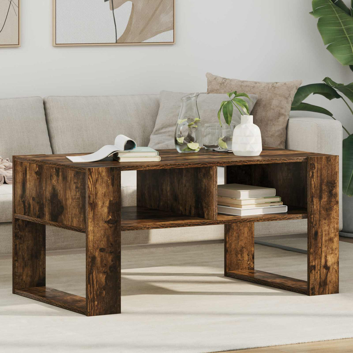Coffee Table Smoked Oak 92 x 53 x 45 cm Engineered wood