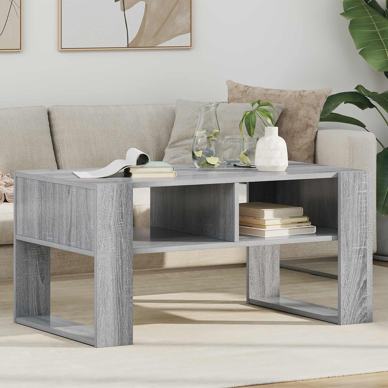 Coffee Table Grey Sonoma 92 x 53 x 45 cm Engineered Wood
