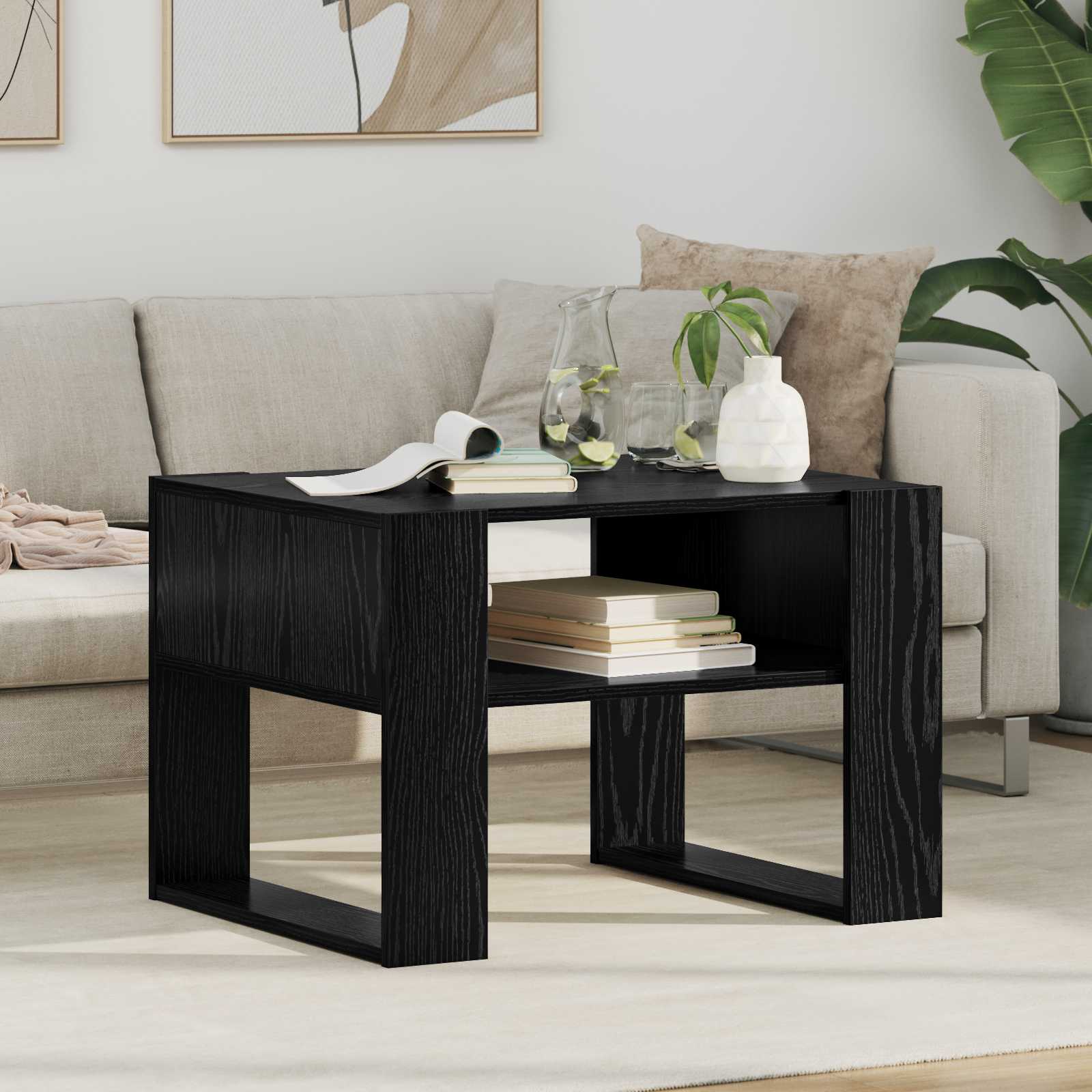 Coffee table Black oak 66 x 53 x 45 cm Engineered wood