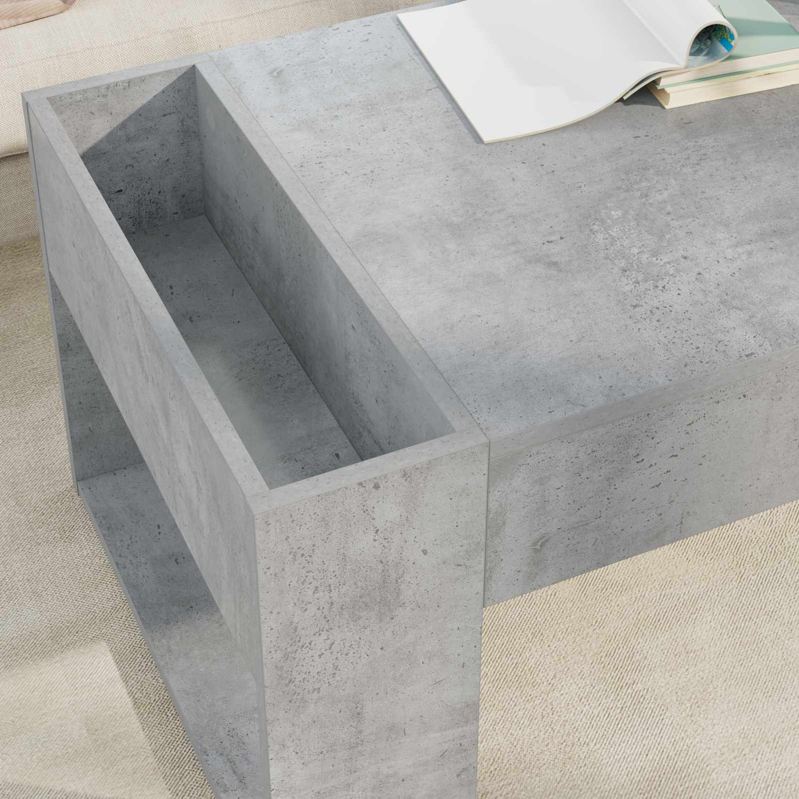 Kafijas galdiņš Betona pelēks 110 x 50 x 41 cm Inženierijas koks