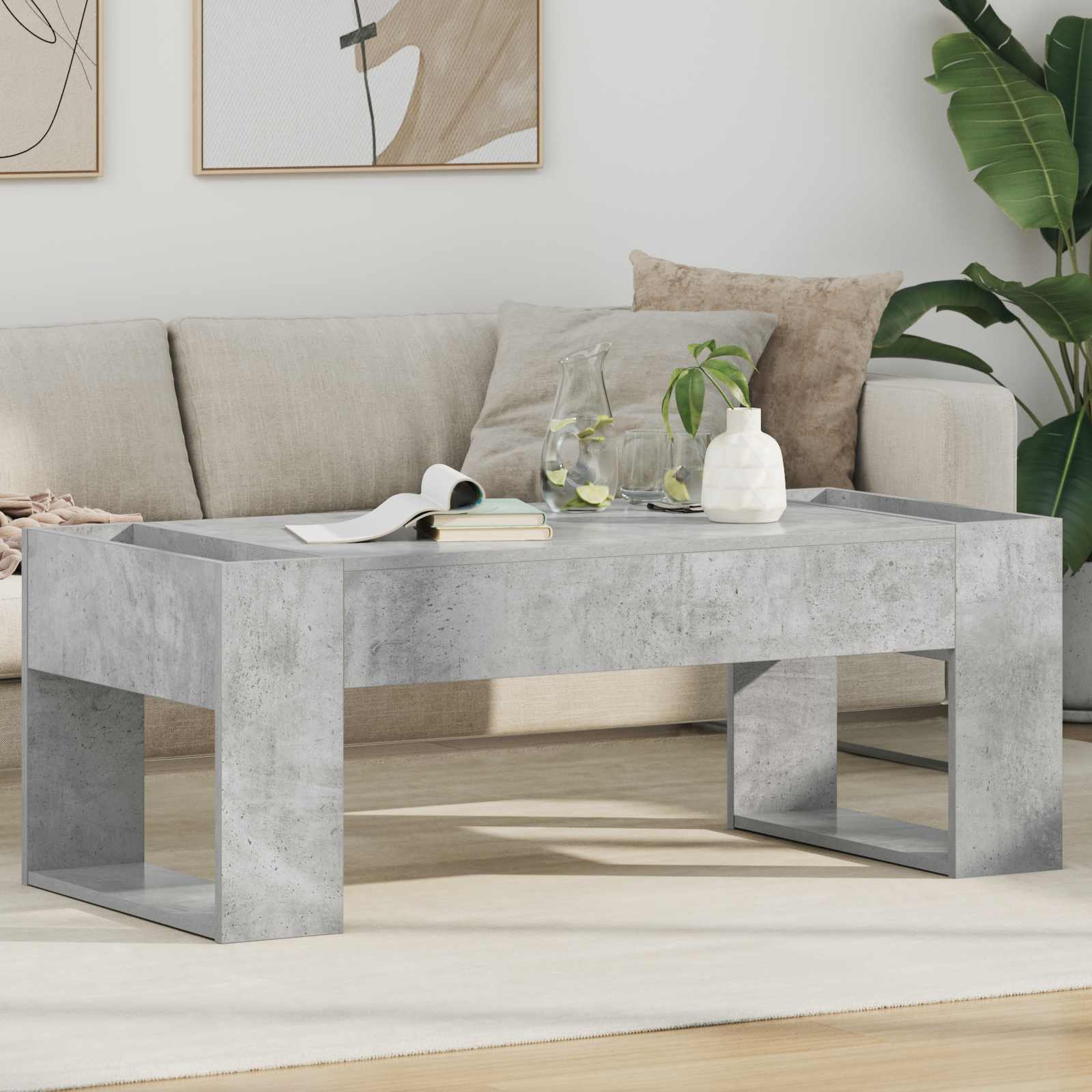 Kafijas galdiņš Betona pelēks 110 x 50 x 41 cm Inženierijas koks