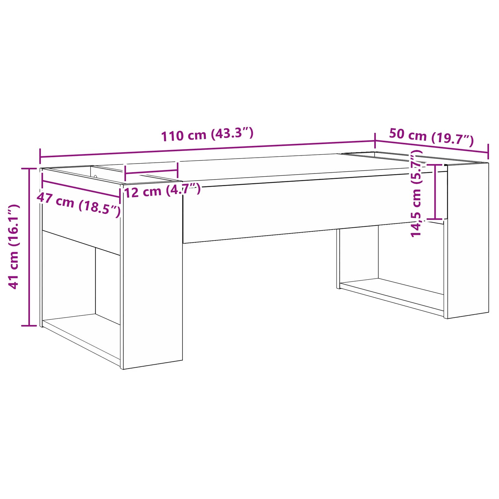 Kafijas galdiņš Amatnieku ozols 110 x 50 x 41 cm