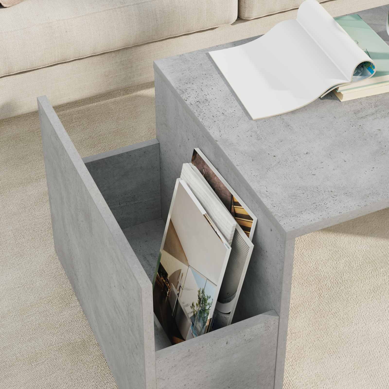 Kafijas galdiņš Betona pelēks 90 x 45 x 35 cm Inženierijas koksne