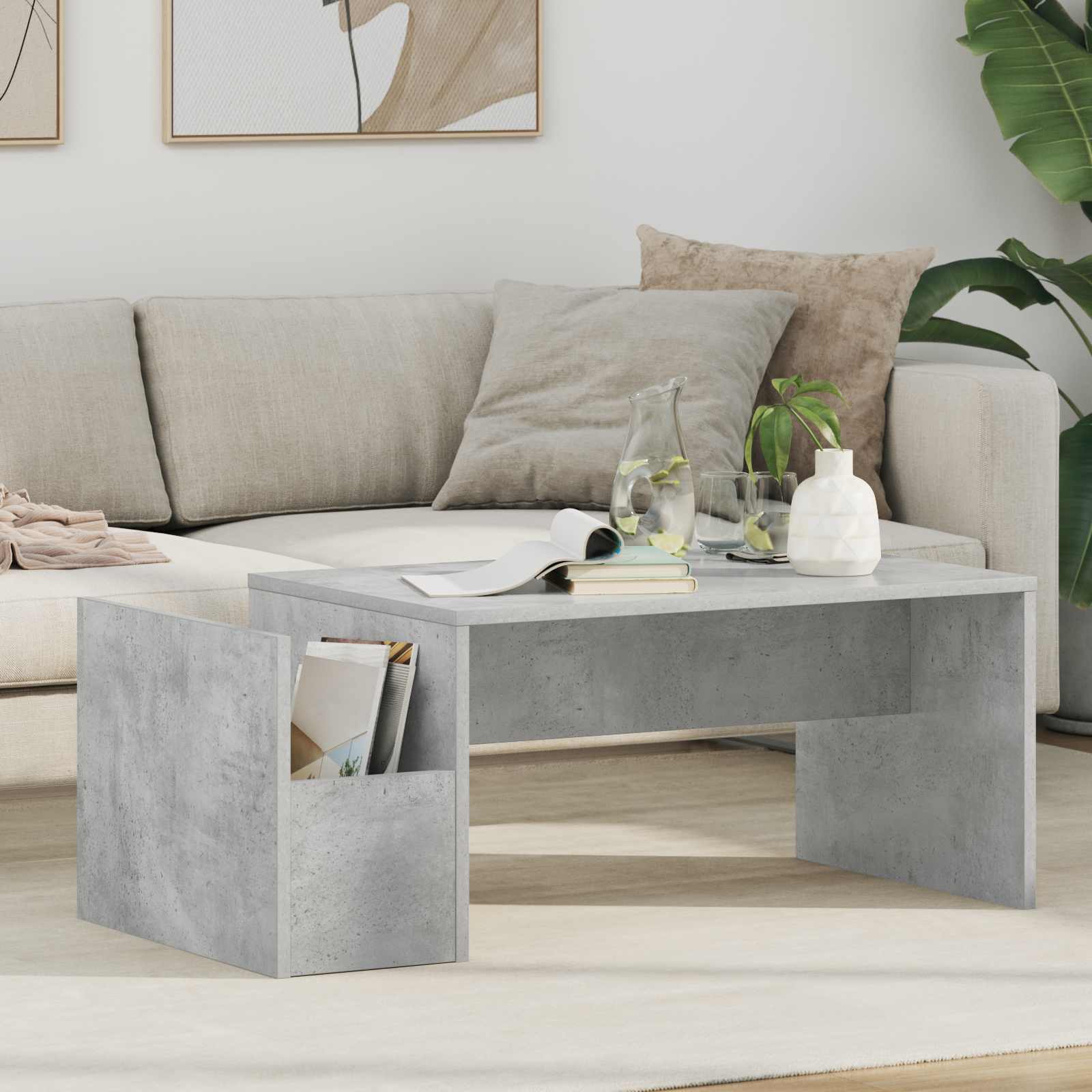Kafijas galdiņš Betona pelēks 90 x 45 x 35 cm Inženierijas koksne