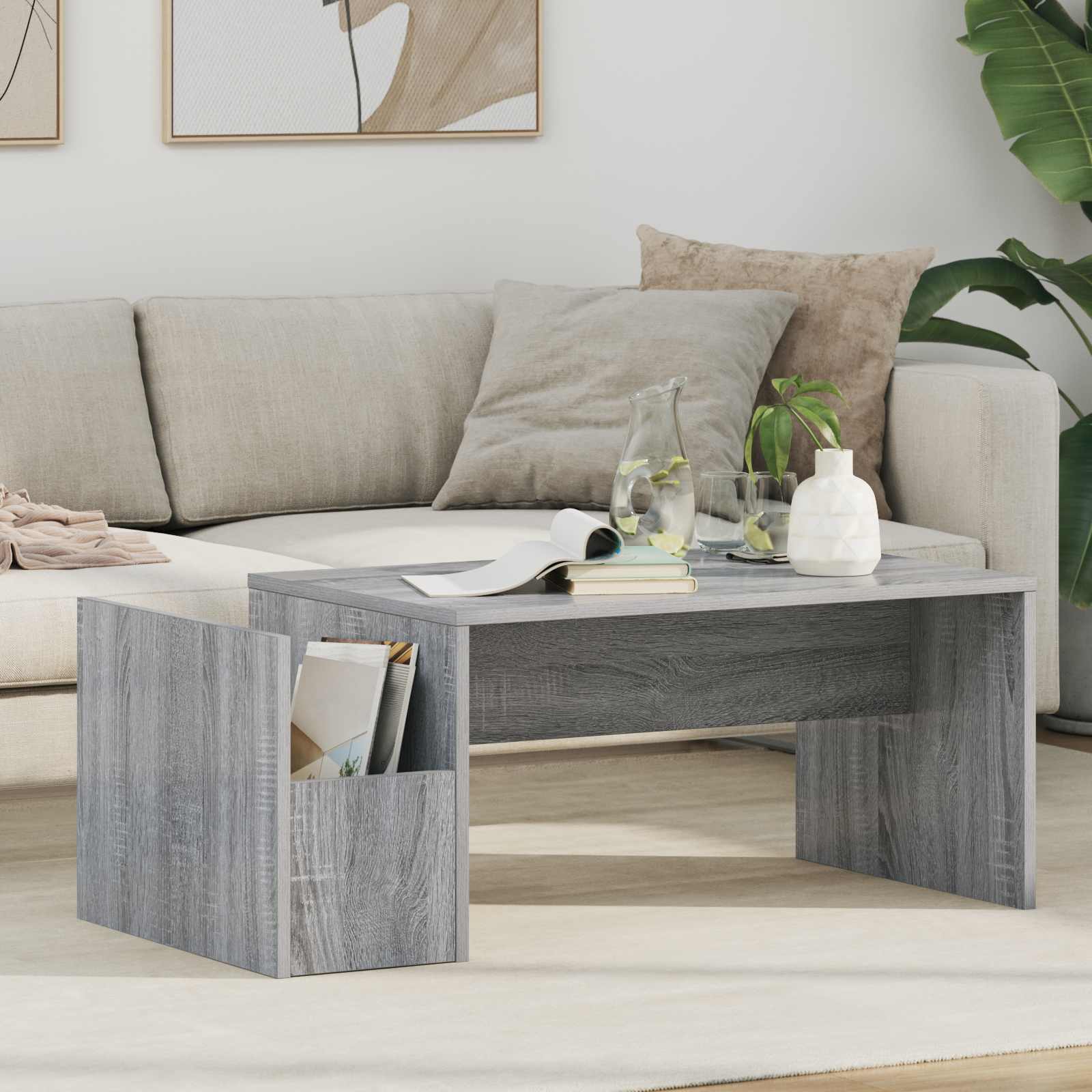 Kafijas galdiņš pelēks Sonoma 90 x 45 x 35 cm Inženierijas koks