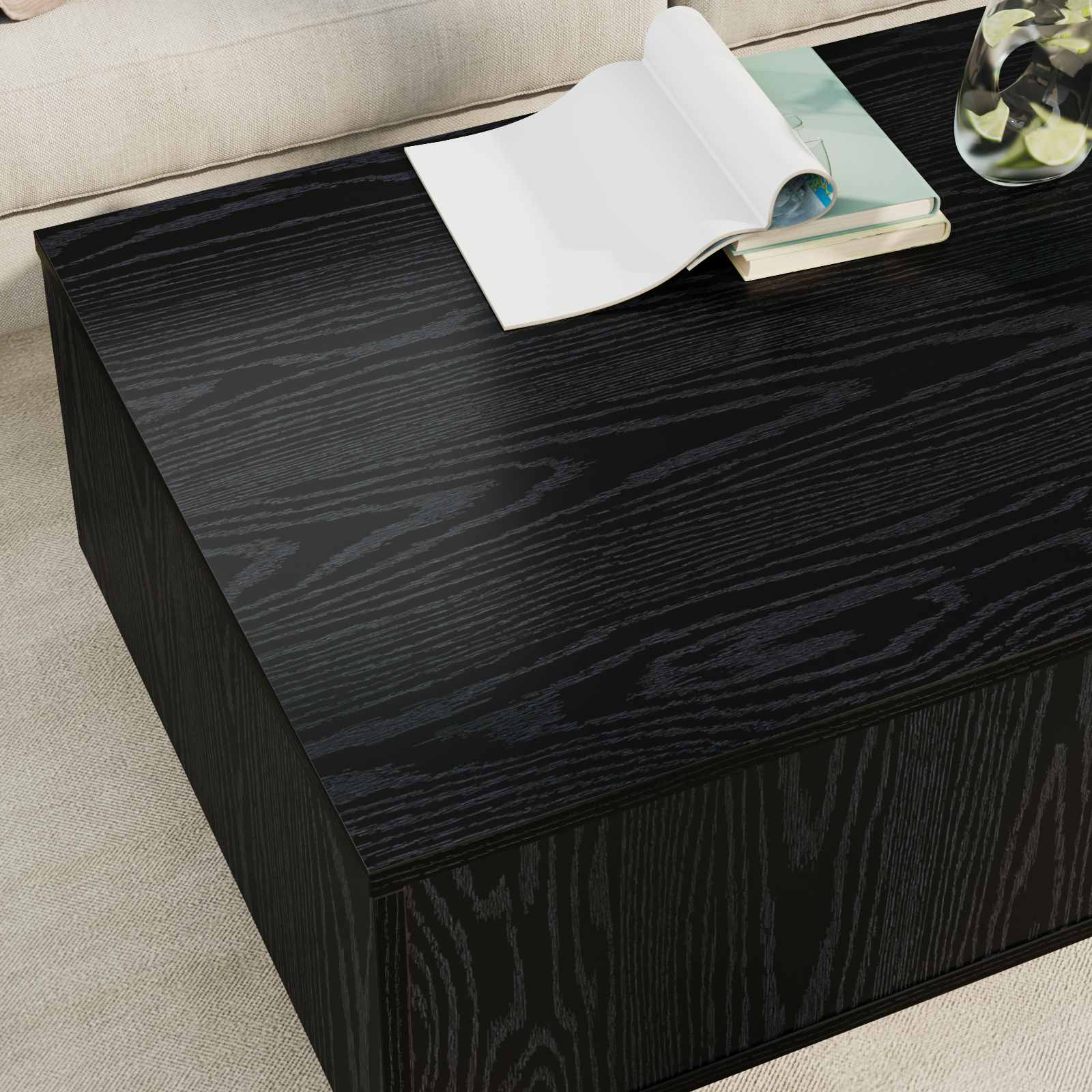 Coffee Table Black oak 95 x 55 x 31 cm Engineered wood