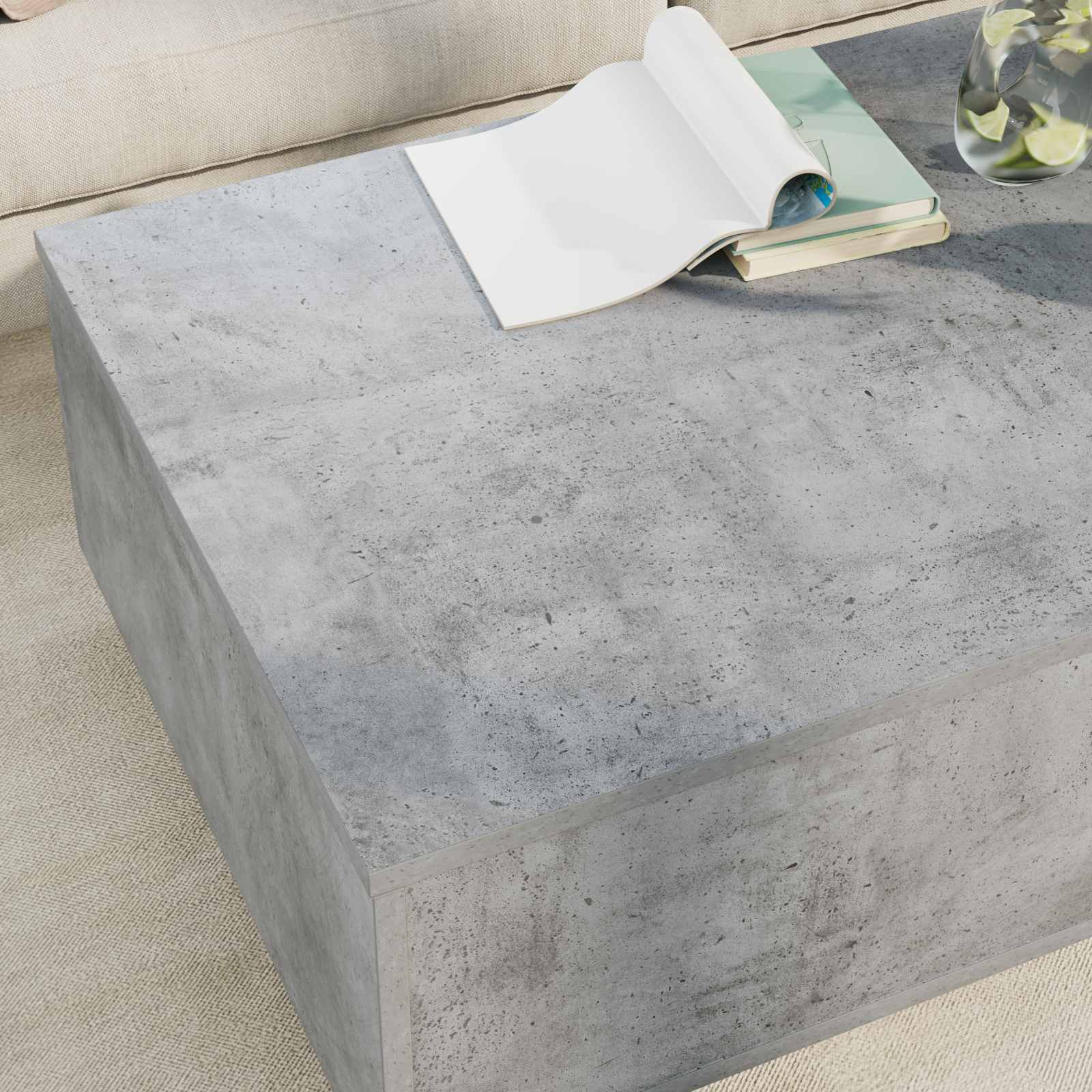 Kavos staliukas Betono pilka 95 x 55 x 31 cm Apdirbta mediena
