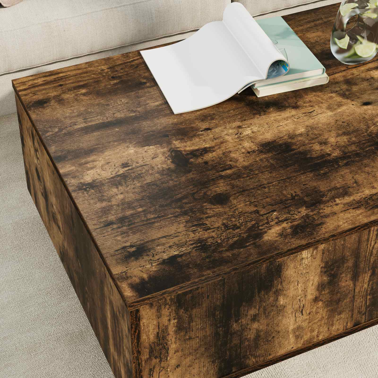 Coffee table Smoked oak 95 x 55 x 31 cm Engineered wood