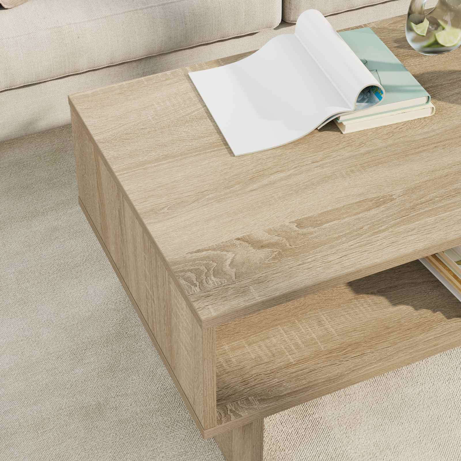 Coffee table Sonoma oak 80 x 46 x 35 cm Engineered wood