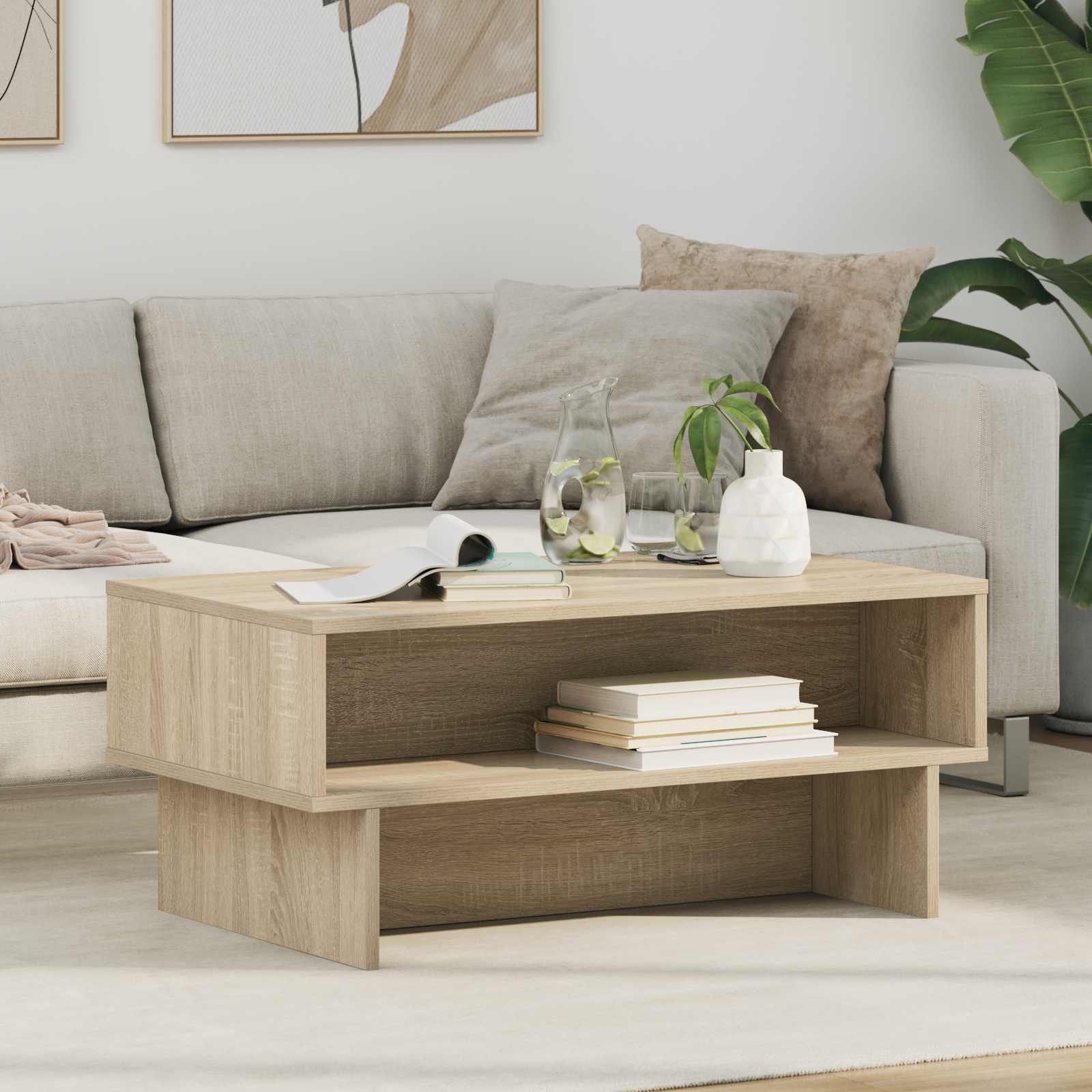 Coffee table Sonoma oak 80 x 46 x 35 cm Engineered wood