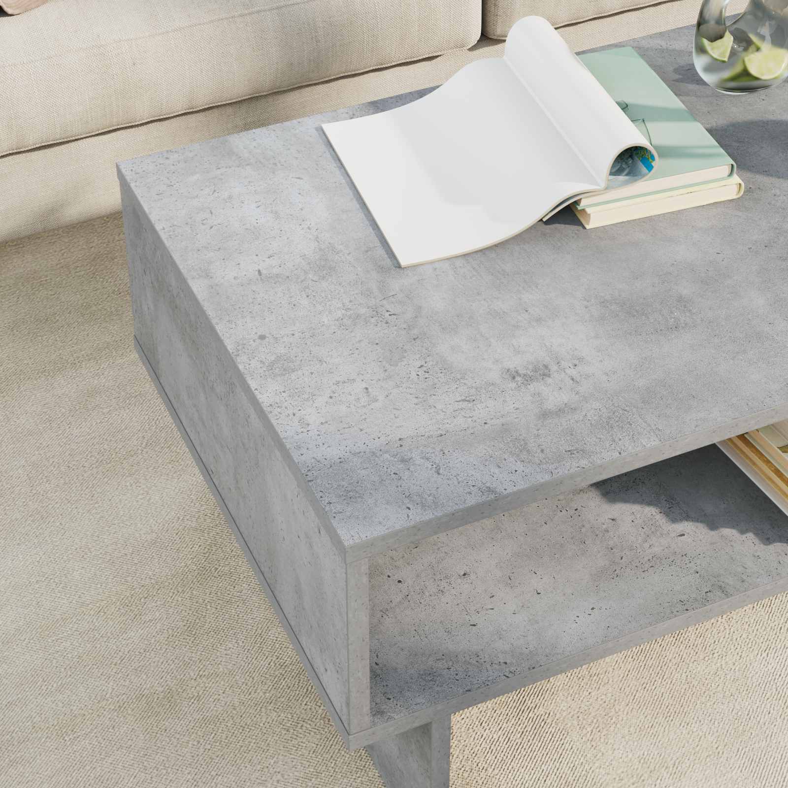 Coffee table Concrete gray 80 x 46 x 35 cm Engineered wood
