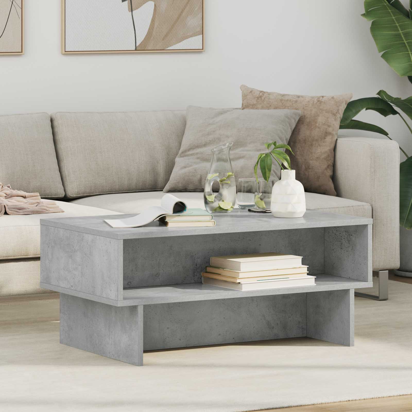 Coffee table Concrete gray 80 x 46 x 35 cm Engineered wood