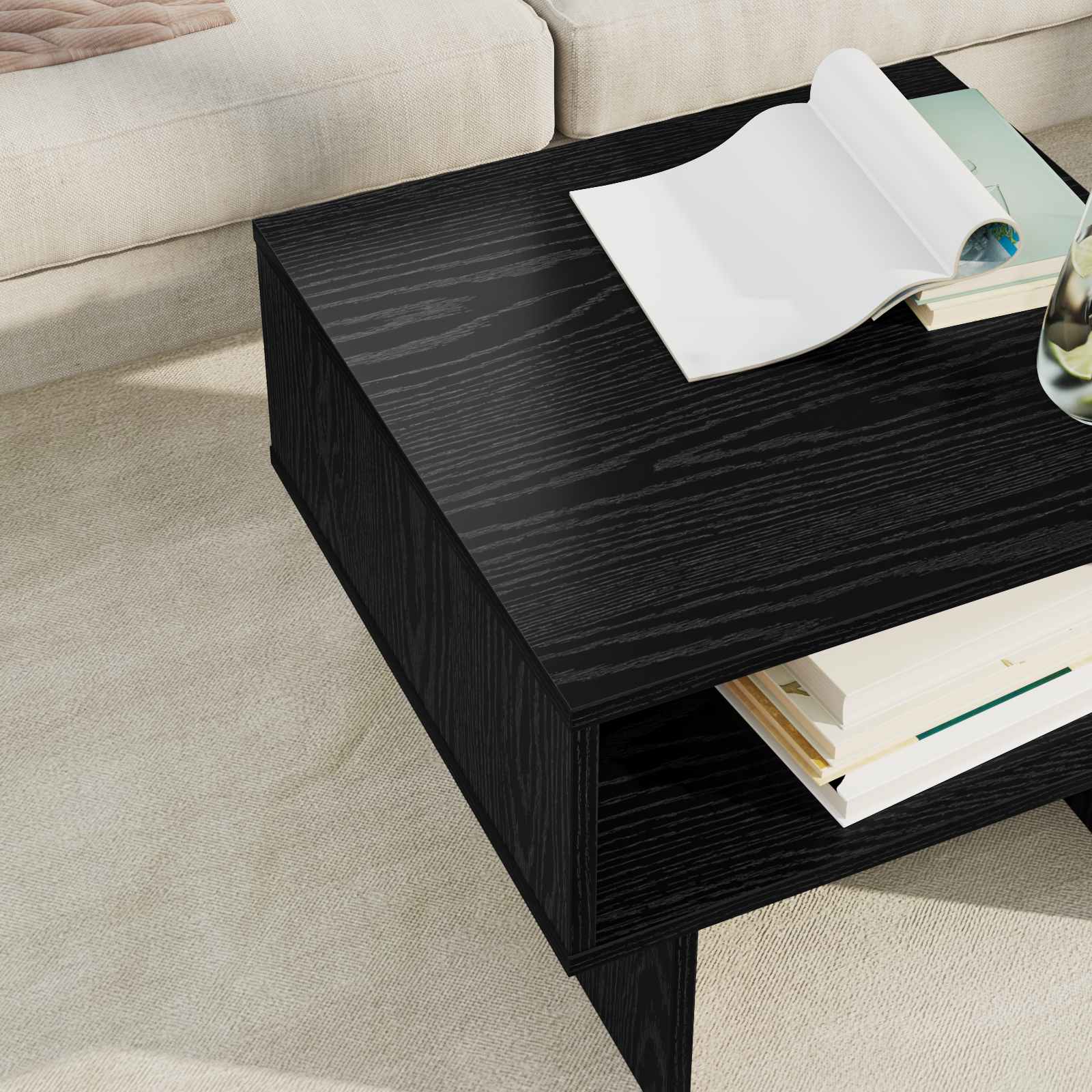 Coffee table Black oak 48 x 46 x 35 cm Engineered wood