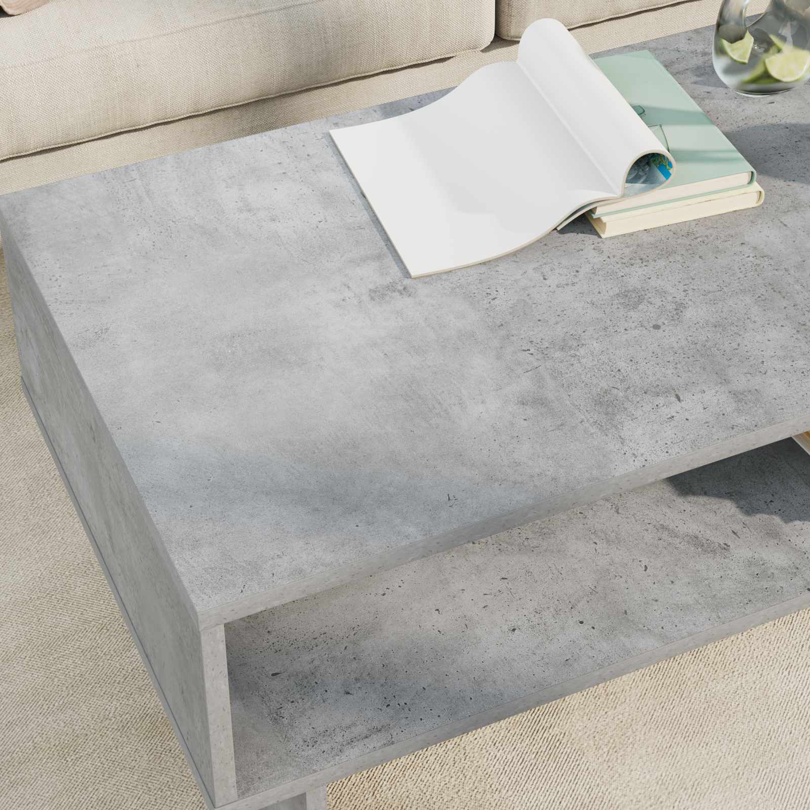 Kafijas galdiņš Betona pelēks 100 x 46 x 35 cm Inženierijas koks