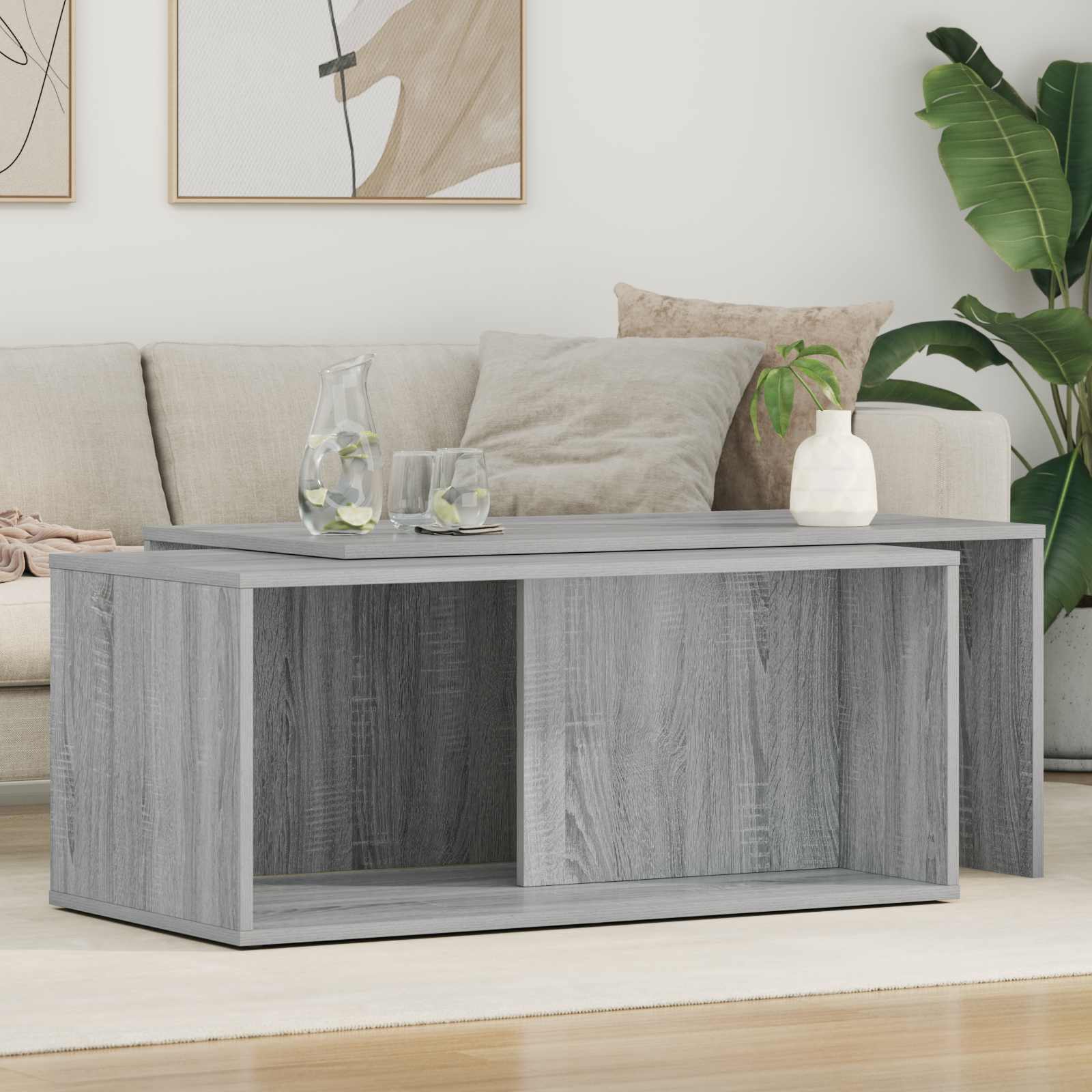 Coffee table set 2 pcs Grey Sonoma Engineered wood
