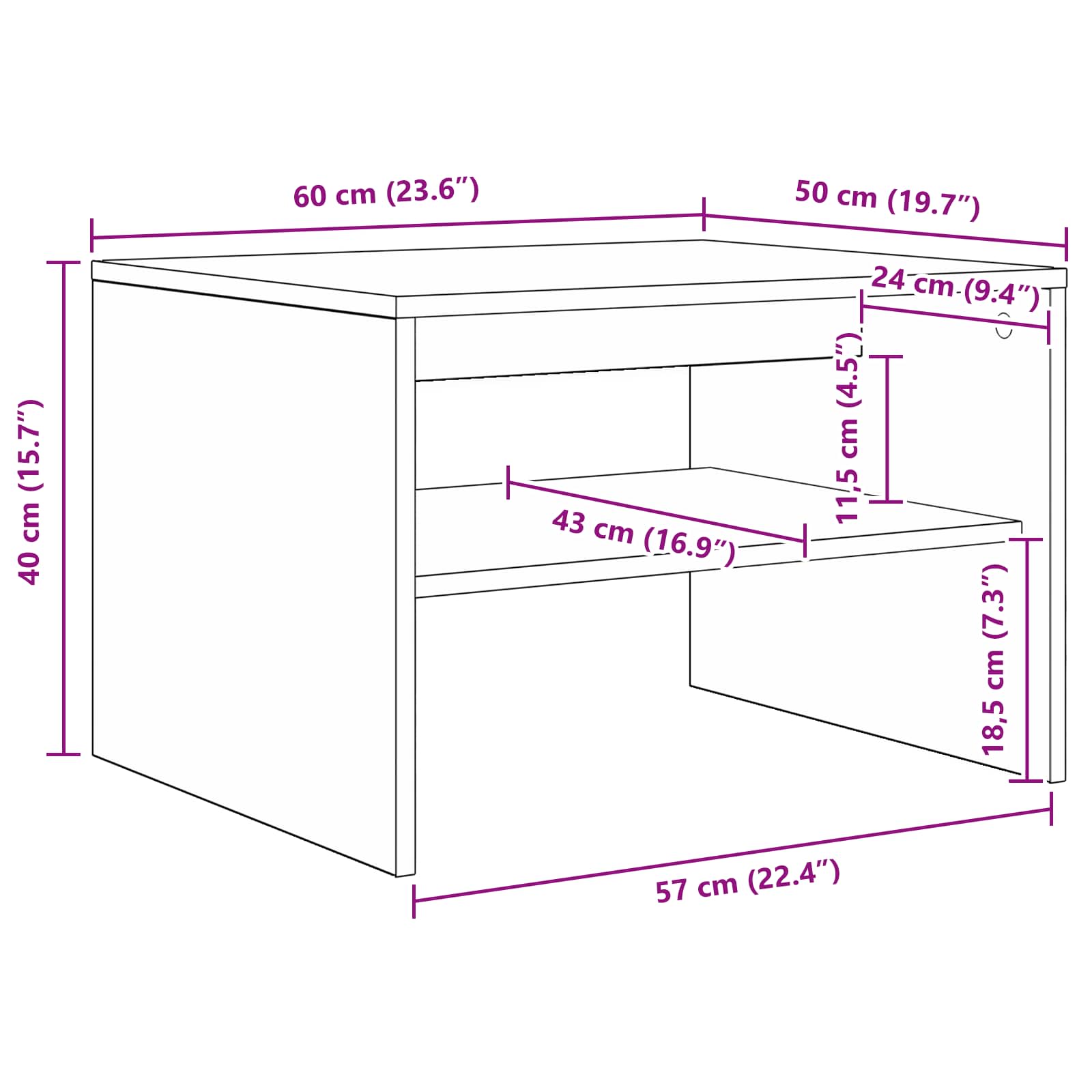 Coffee Table White 60 x 50 x 40 cm Engineered Wood