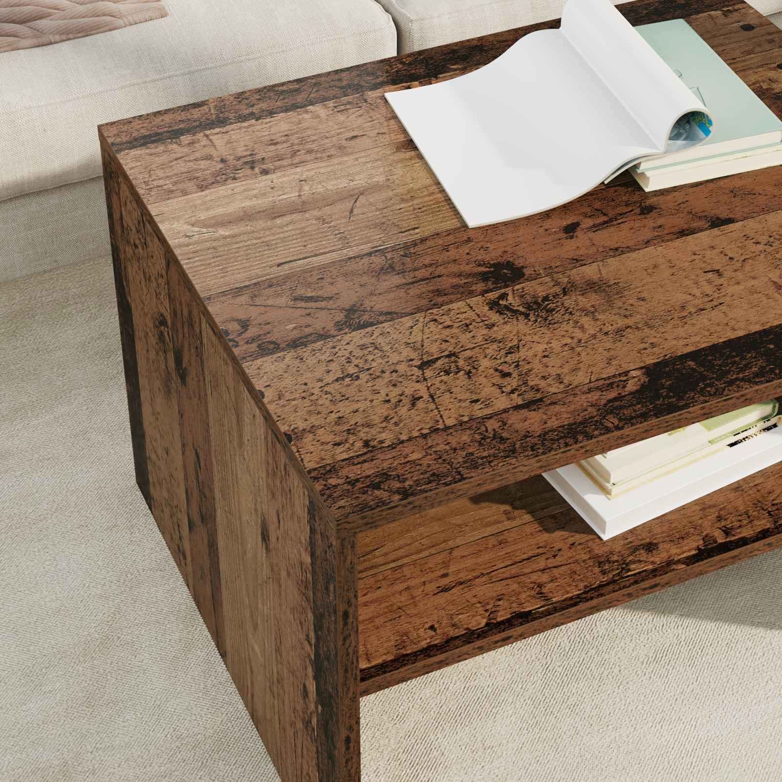 Coffee Table Old Wood 60 x 50 x 40 cm Treated Wood