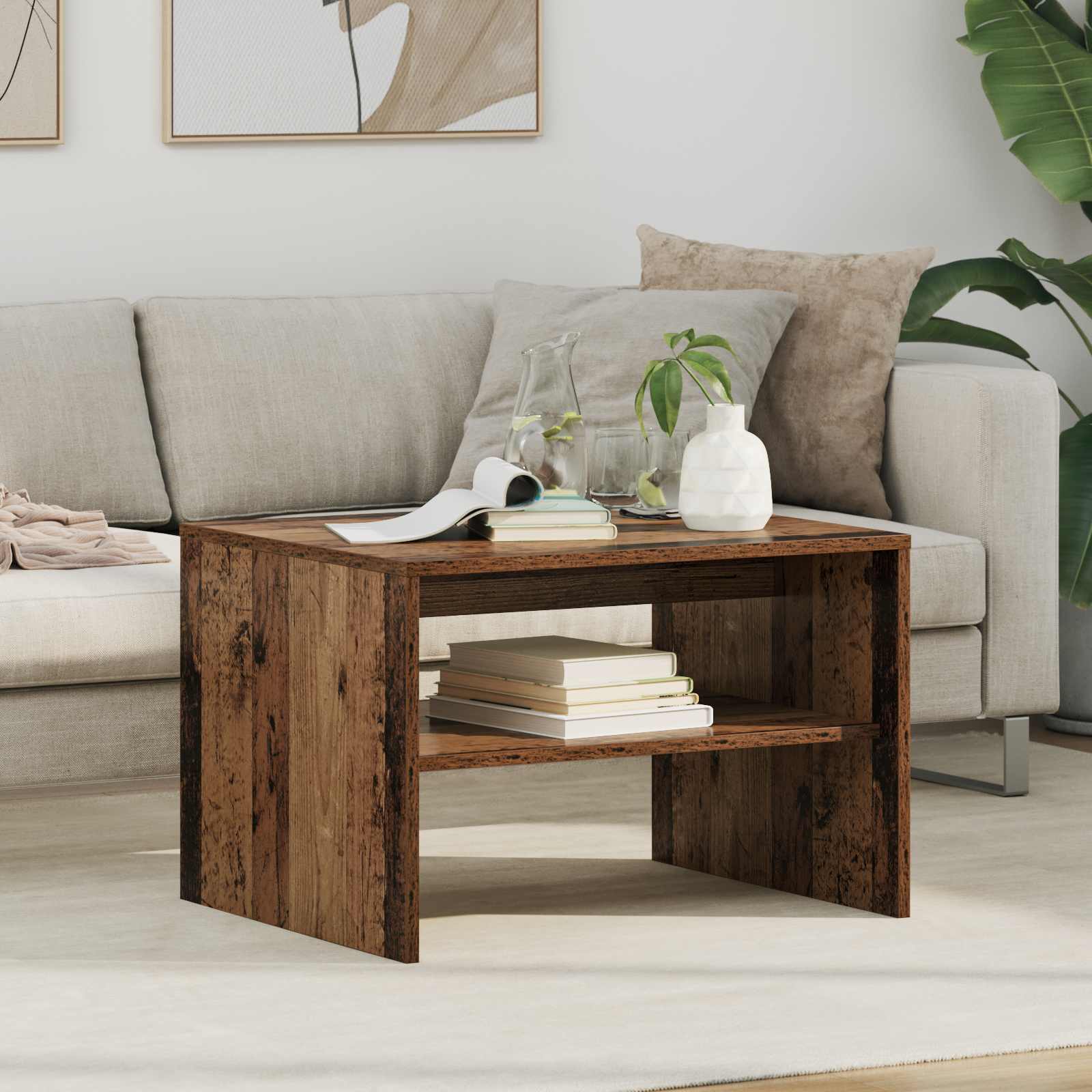 Coffee Table Old Wood 60 x 50 x 40 cm Treated Wood