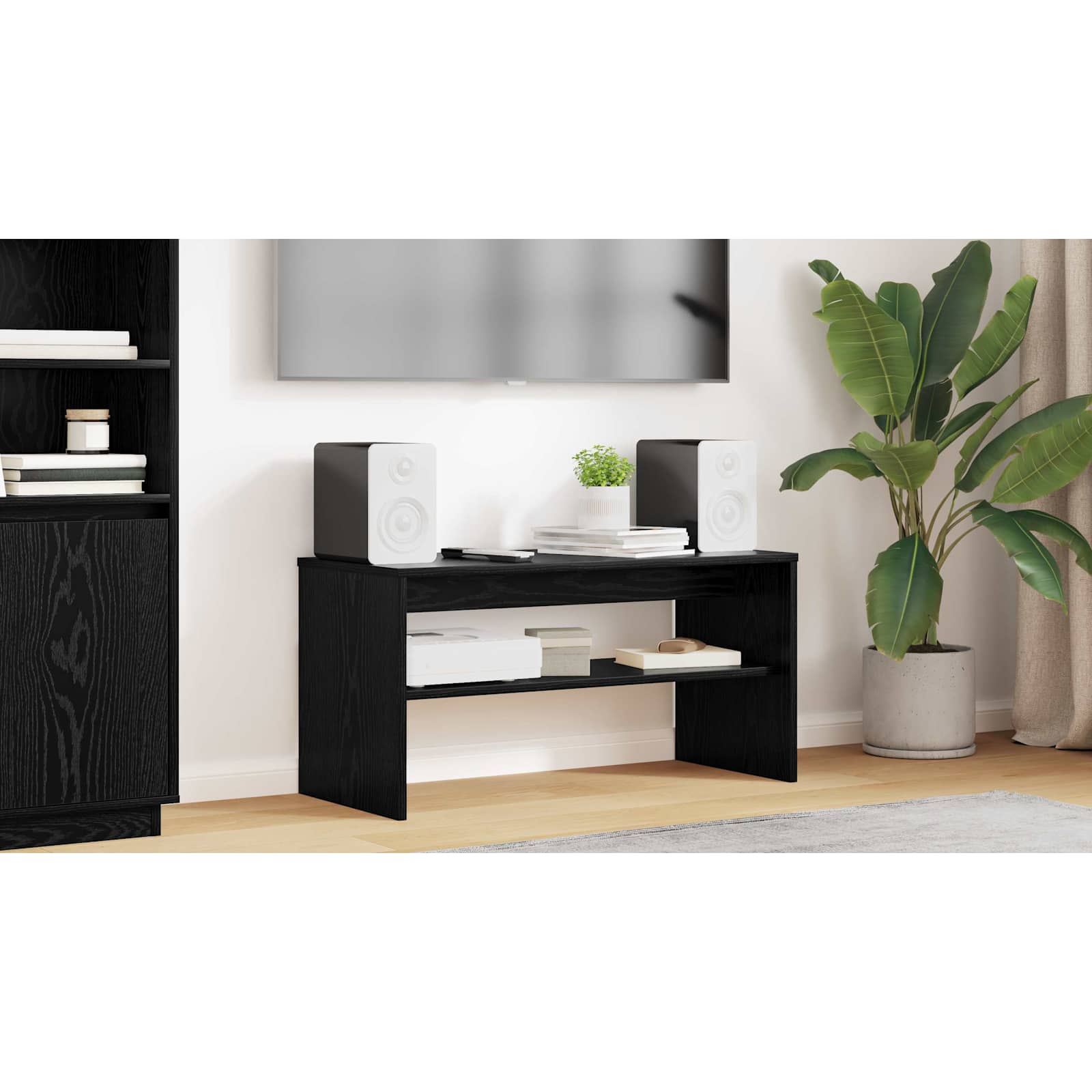 TV cabinet Black oak 80 x 35 x 40 cm