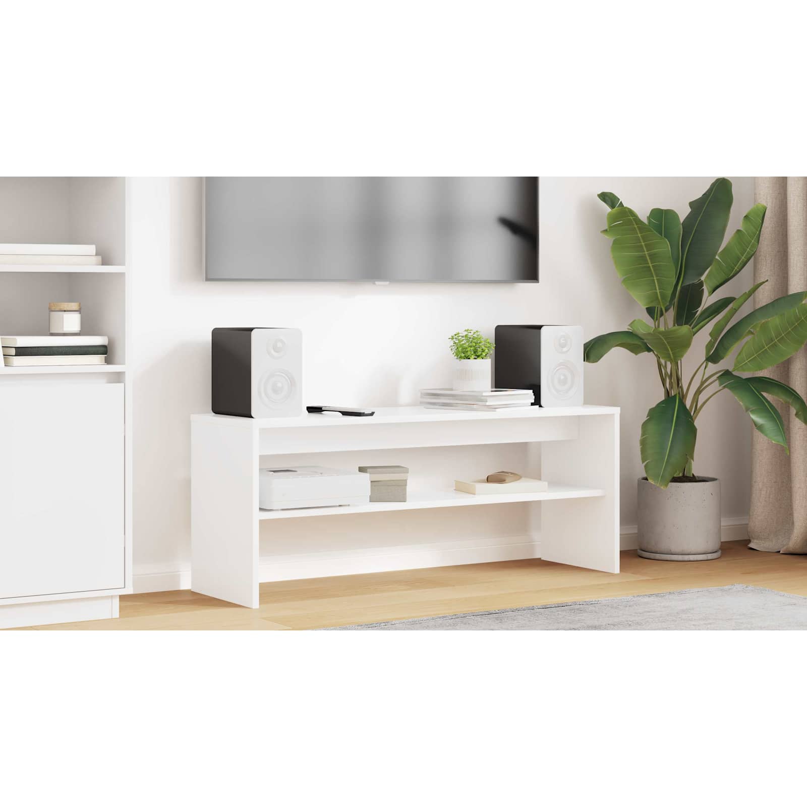 TV skapītis Balts 100 x 30 x 40 cm Apstrādāta koksne