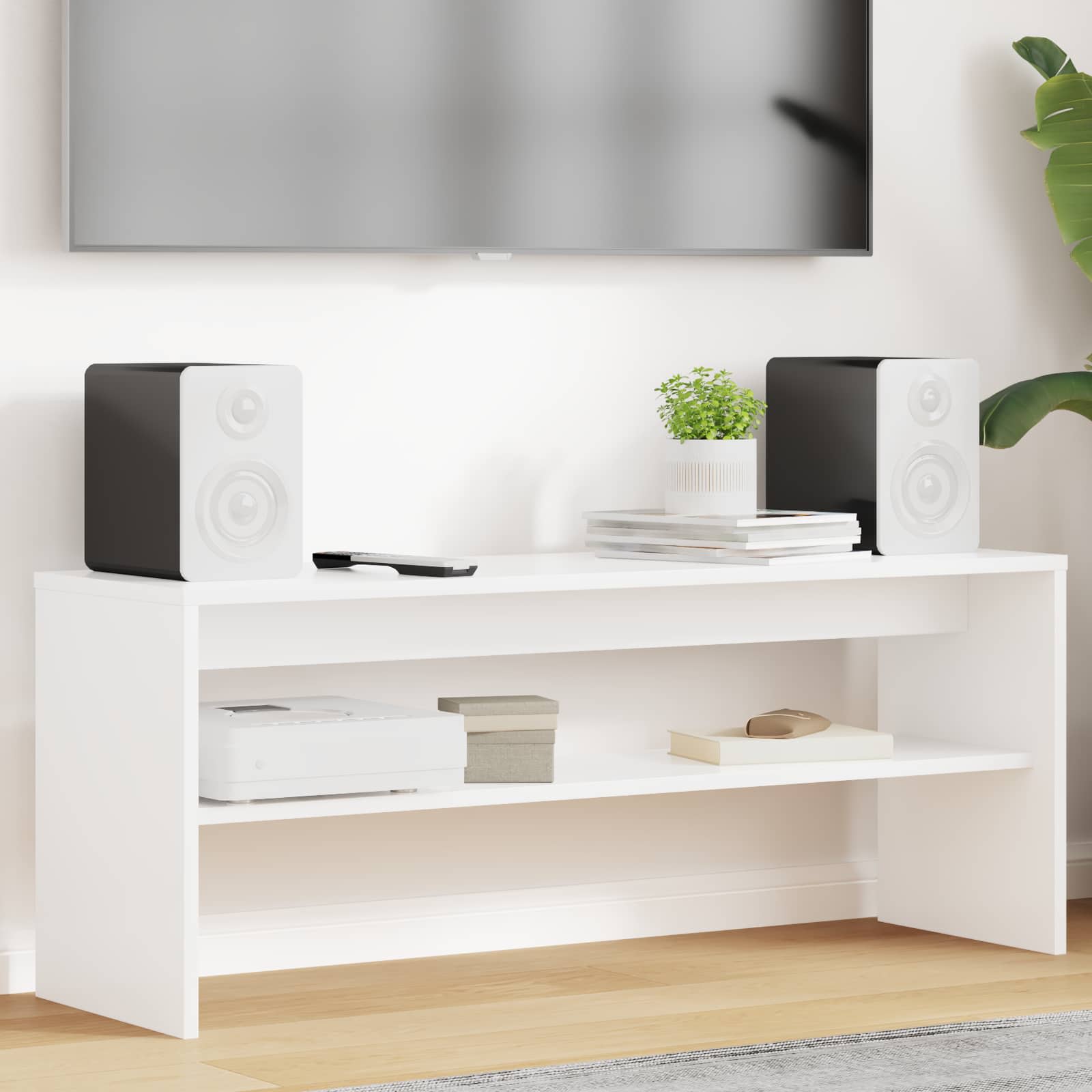 TV skapītis Balts 100 x 30 x 40 cm Apstrādāta koksne