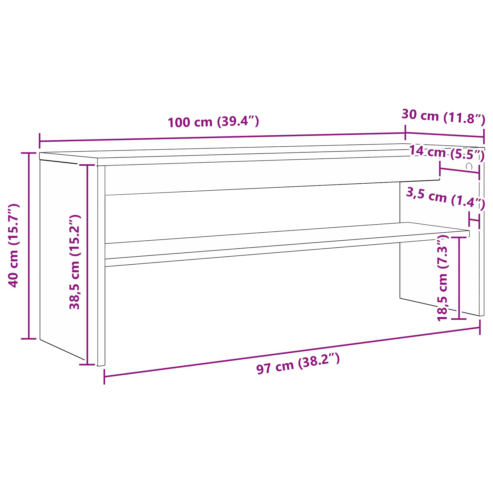TV skapītis Balts 100 x 30 x 40 cm Apstrādāta koksne