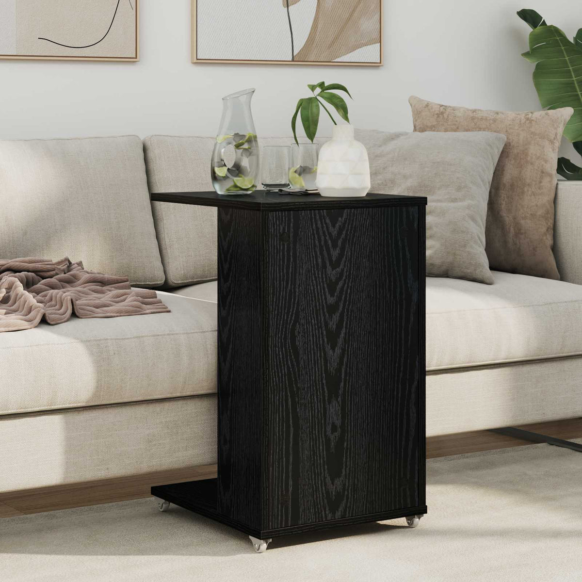 Side Table Black Oak 40 x 35 x 60 cm Engineered Wood