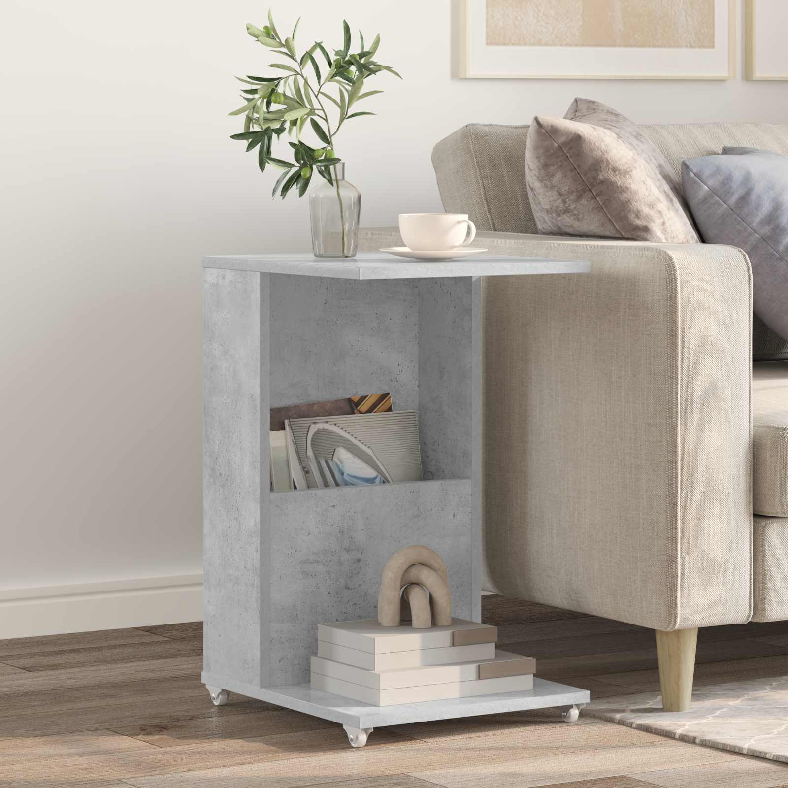 Side Table Concrete Gray 40 x 35 x 60 cm Engineered Wood
