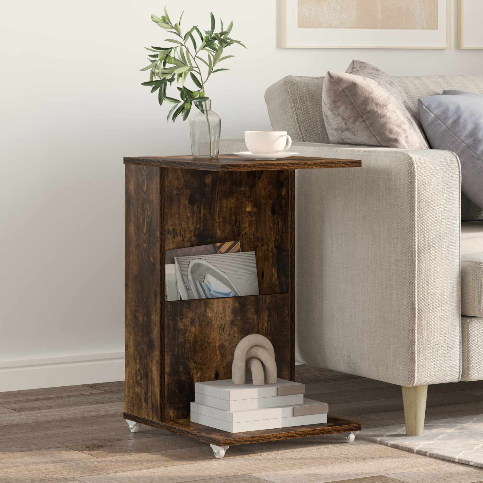 Side table Smoked oak 40 x 35 x 60 cm Engineered wood