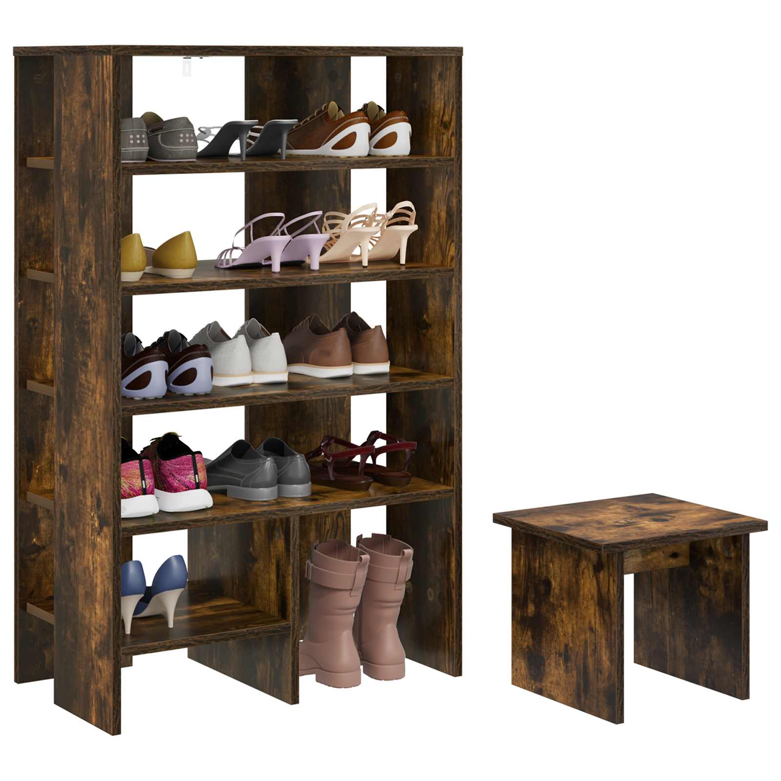 Shoe cabinet with shelf 2 pcs Smoked oak Engineered wood