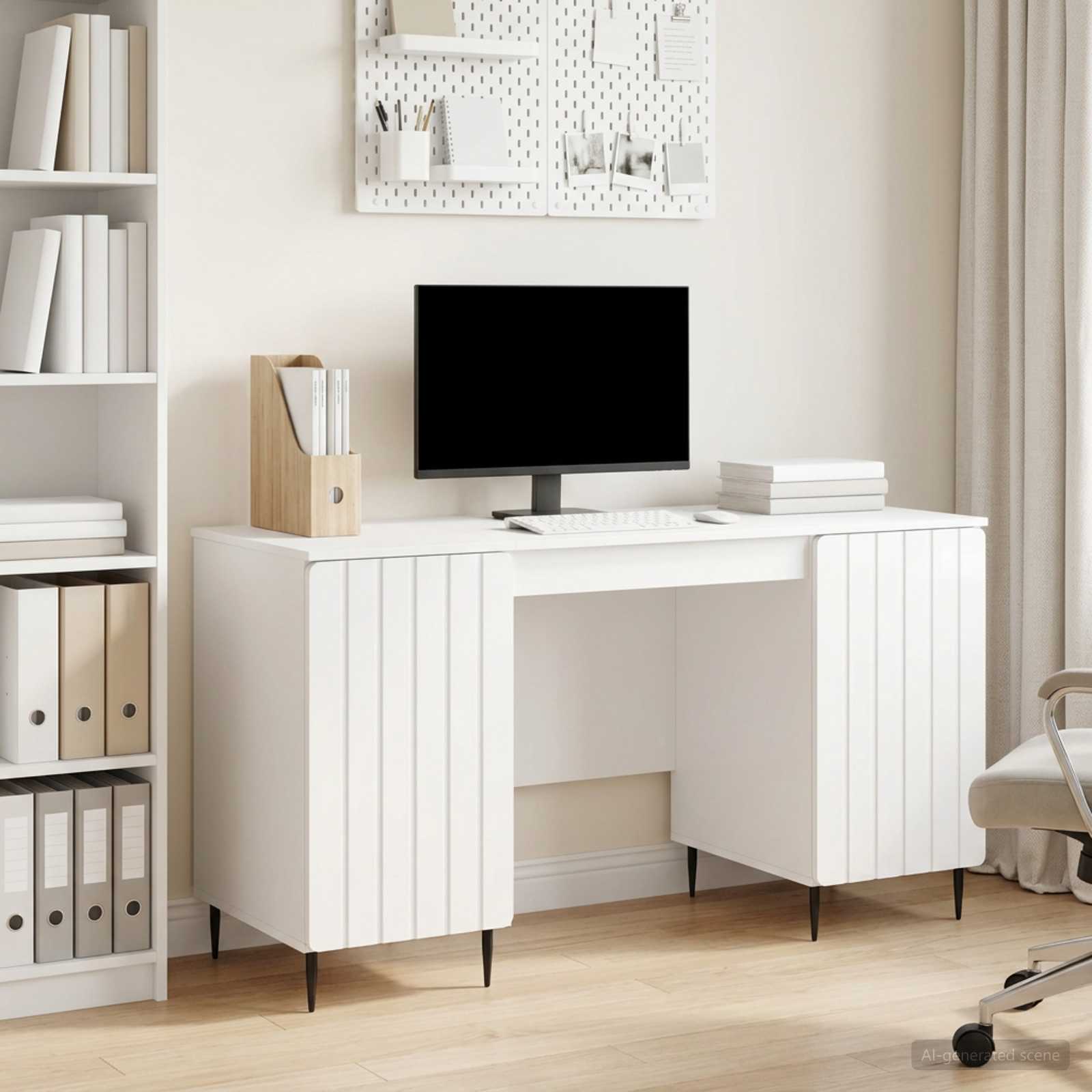 Stalas Itin blizgi balta 142,5 x 50 x 75 cm Apdirbta mediena