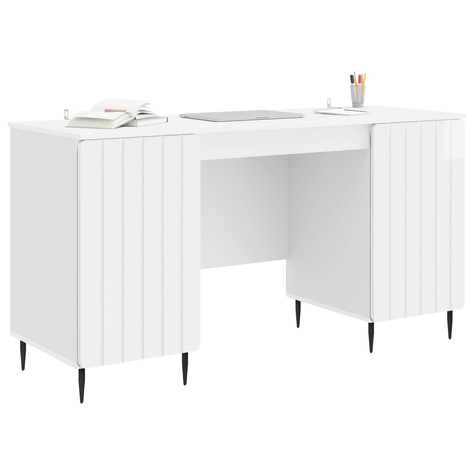 Stalas Itin blizgi balta 142,5 x 50 x 75 cm Apdirbta mediena