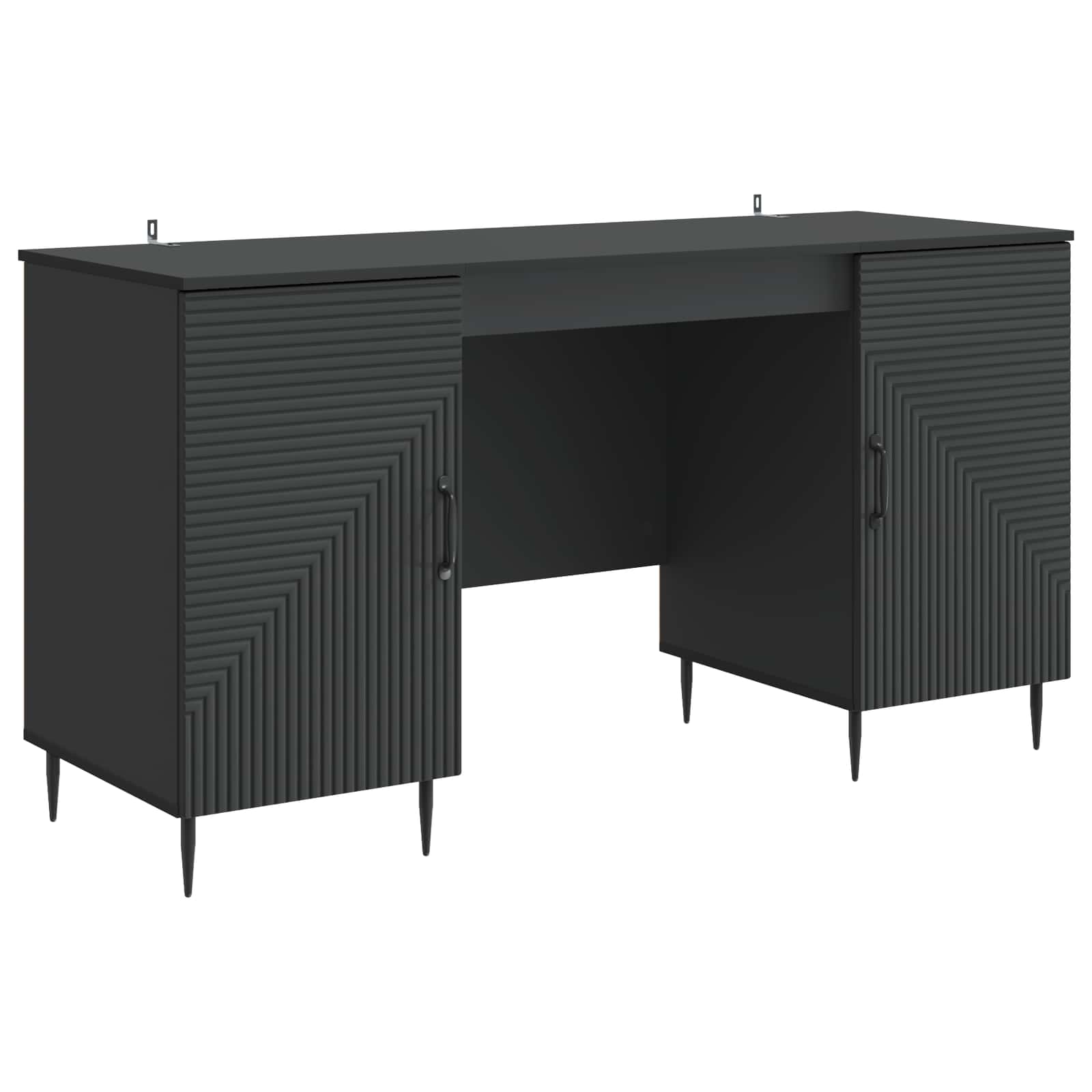 Galds ar plauktu melns 142,5 x 50 x 75 cm apstrādāta koksne