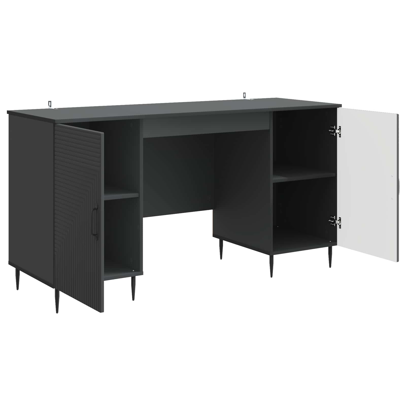 Galds ar plauktu melns 142,5 x 50 x 75 cm apstrādāta koksne