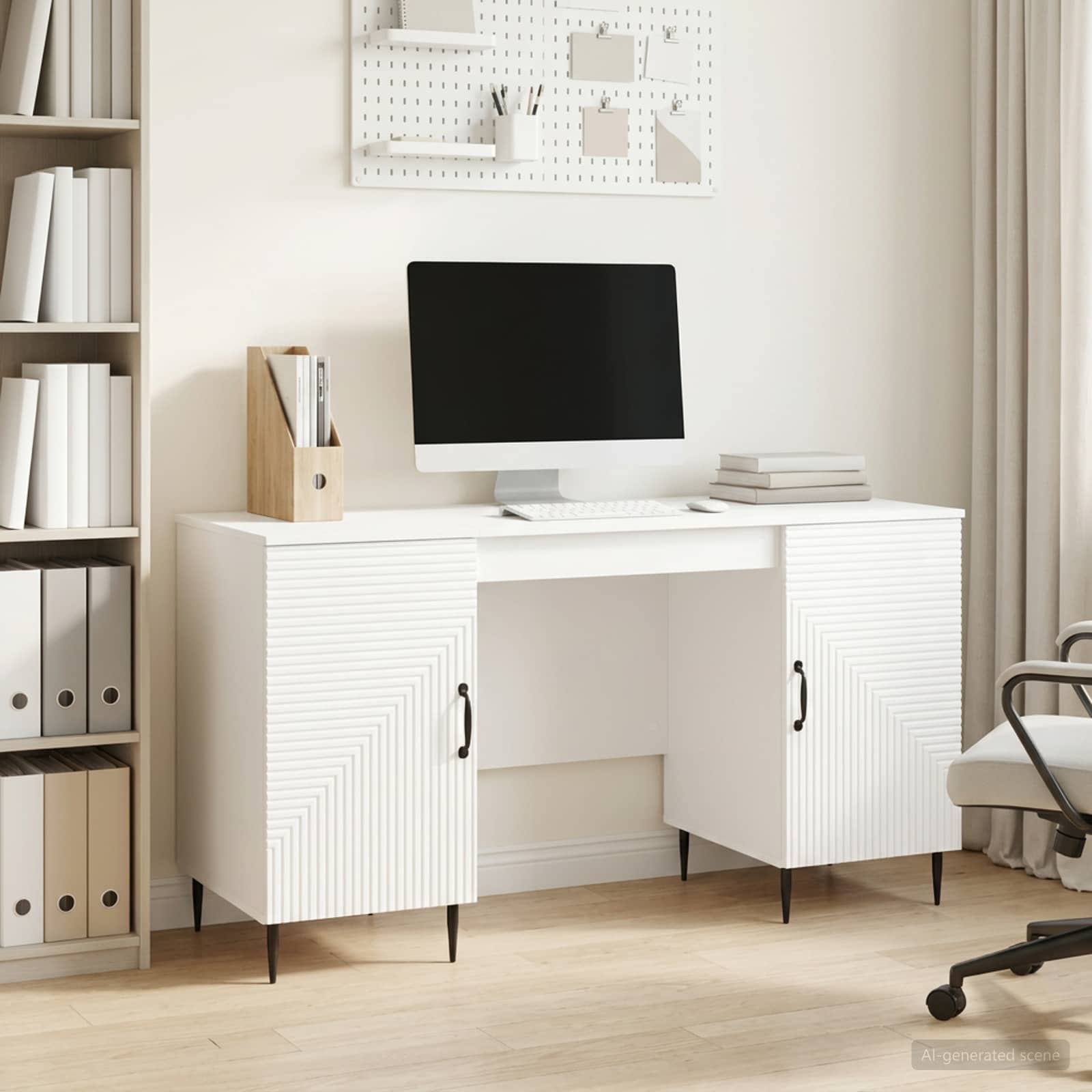 Stalas Itin blizgi balta 142,5 x 50 x 75 cm Apdirbta mediena