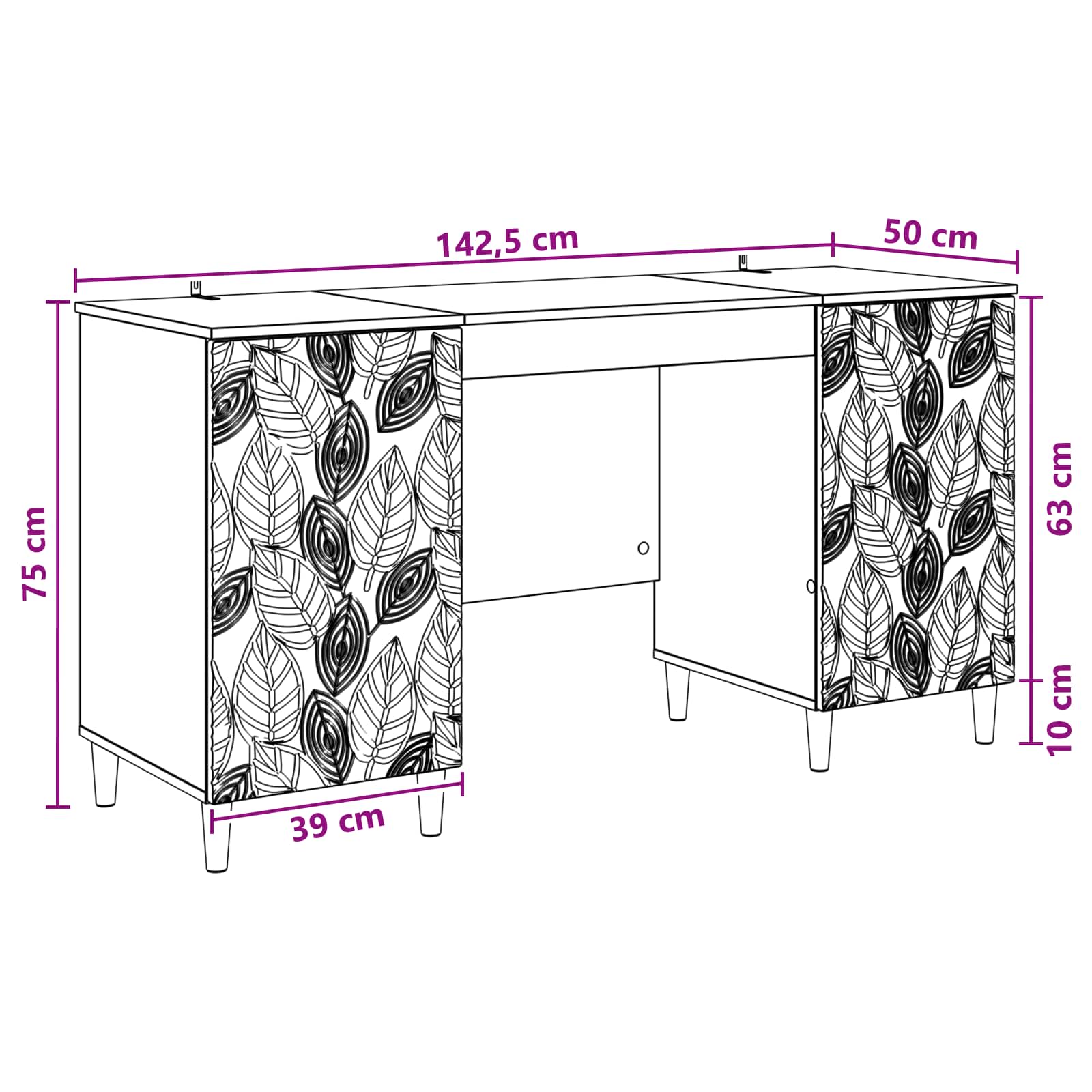 Stalas Pilka Sonoma Apdirbta mediena 142,5 x 50 x 75 cm