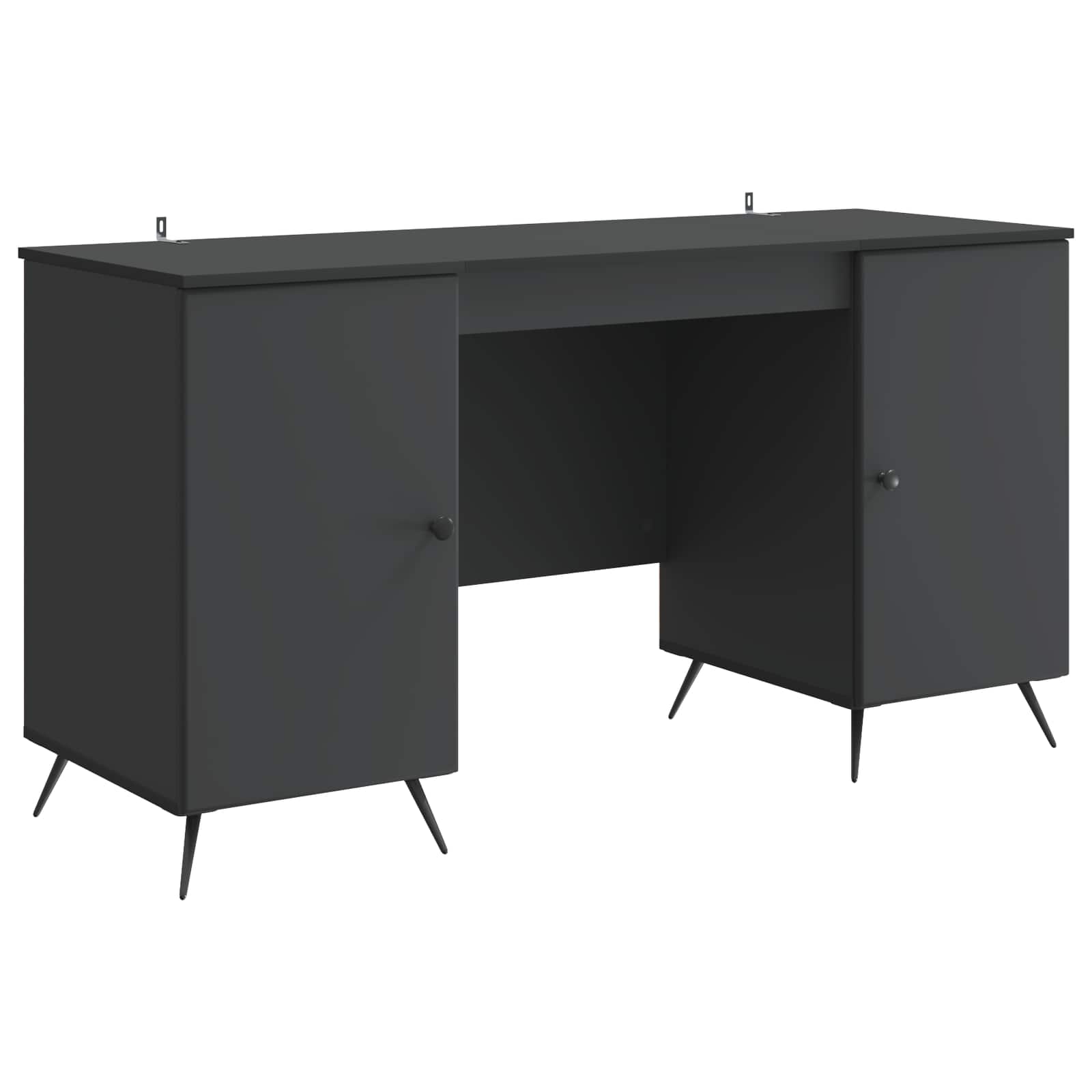 Stalas su lentyna Juoda 142,5 x 50 x 75 cm Apdirbta mediena