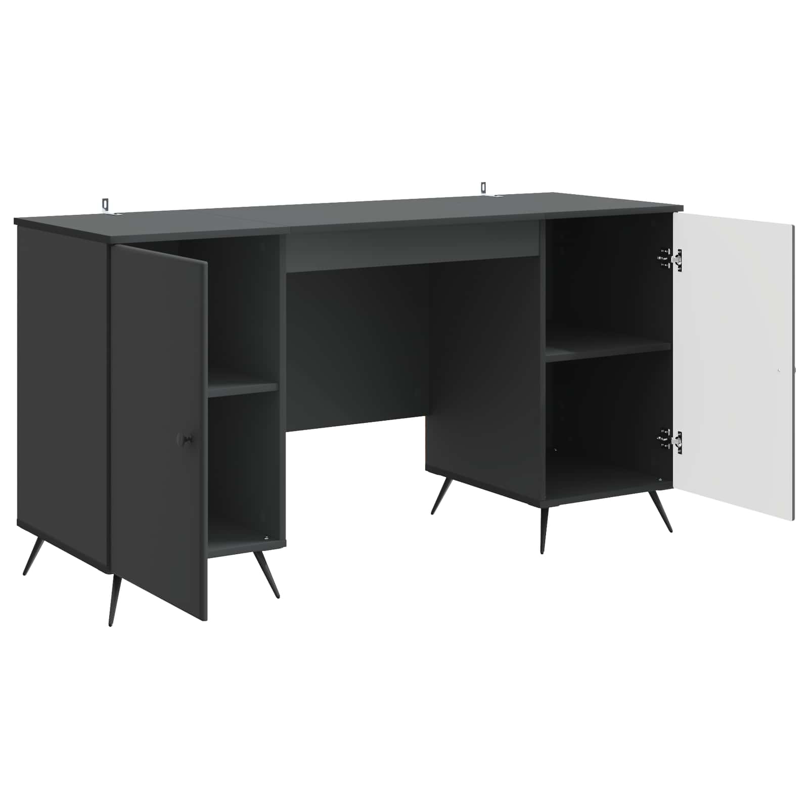 Stalas su lentyna Juoda 142,5 x 50 x 75 cm Apdirbta mediena