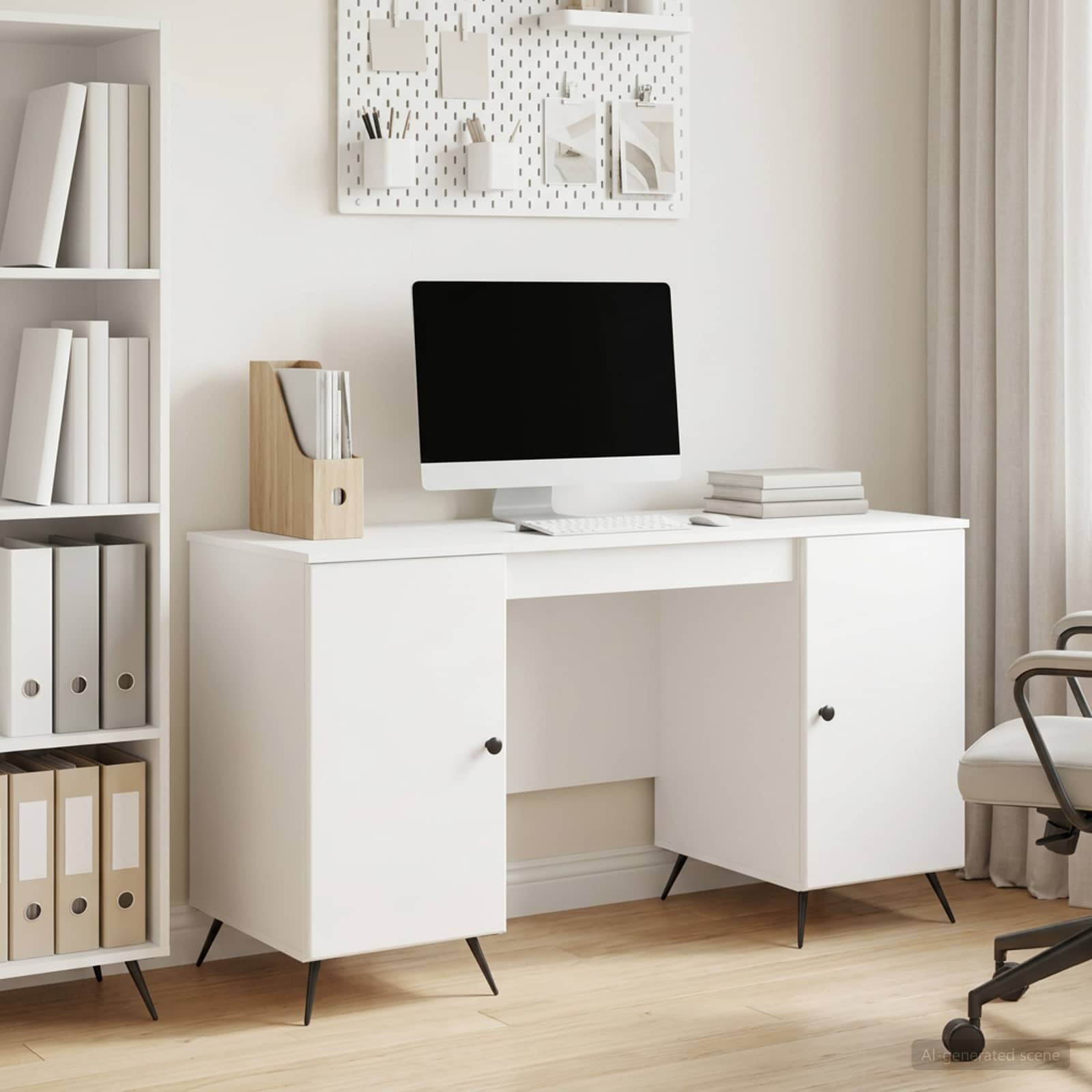 Stalas Itin blizgi balta 142,5 x 50 x 75 cm Apdirbta mediena